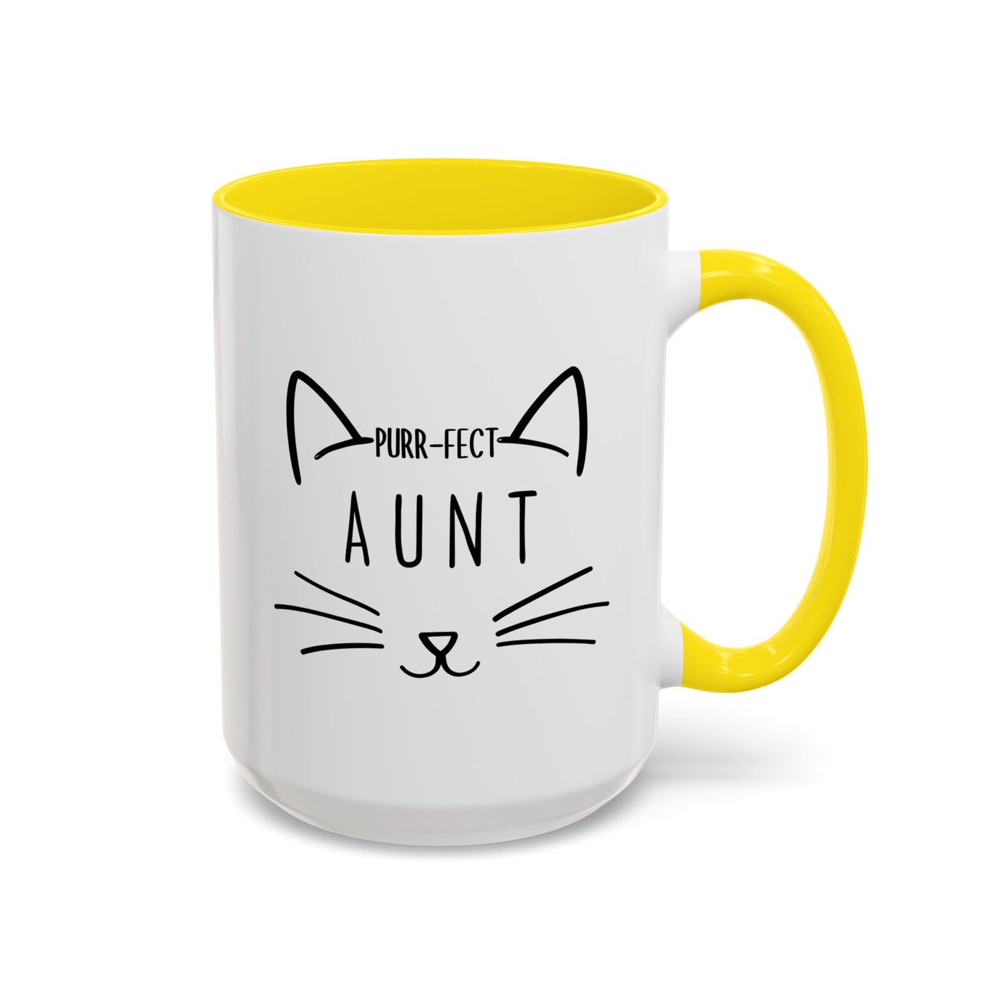 Purr-fect Aunt Mug | Cute Cat Lover Coffee Cup | Custom Made Gift for Cat Aunts, Sisters & Pet Lovers