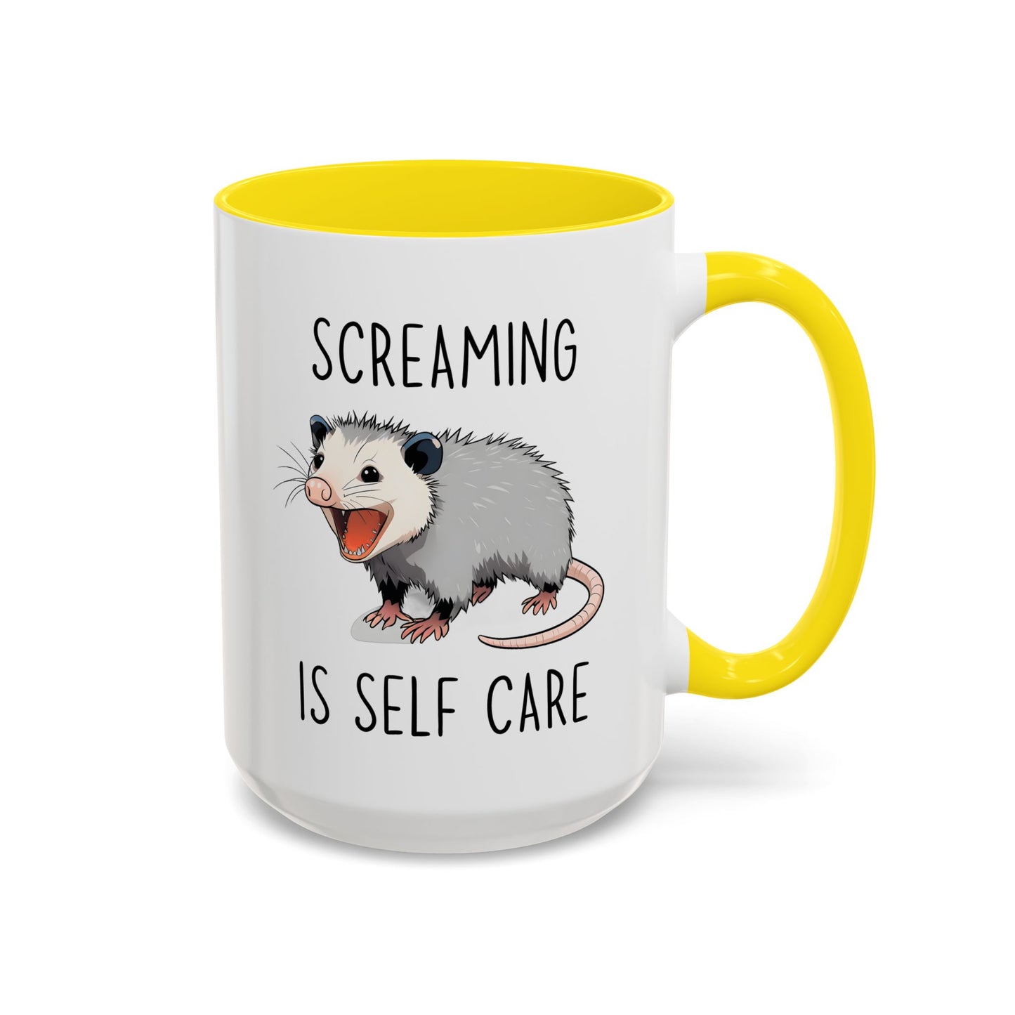 Screaming Is Self Care Mug | Funny Possum Coffee Cup | Custom Made Mental Health Humor Gift