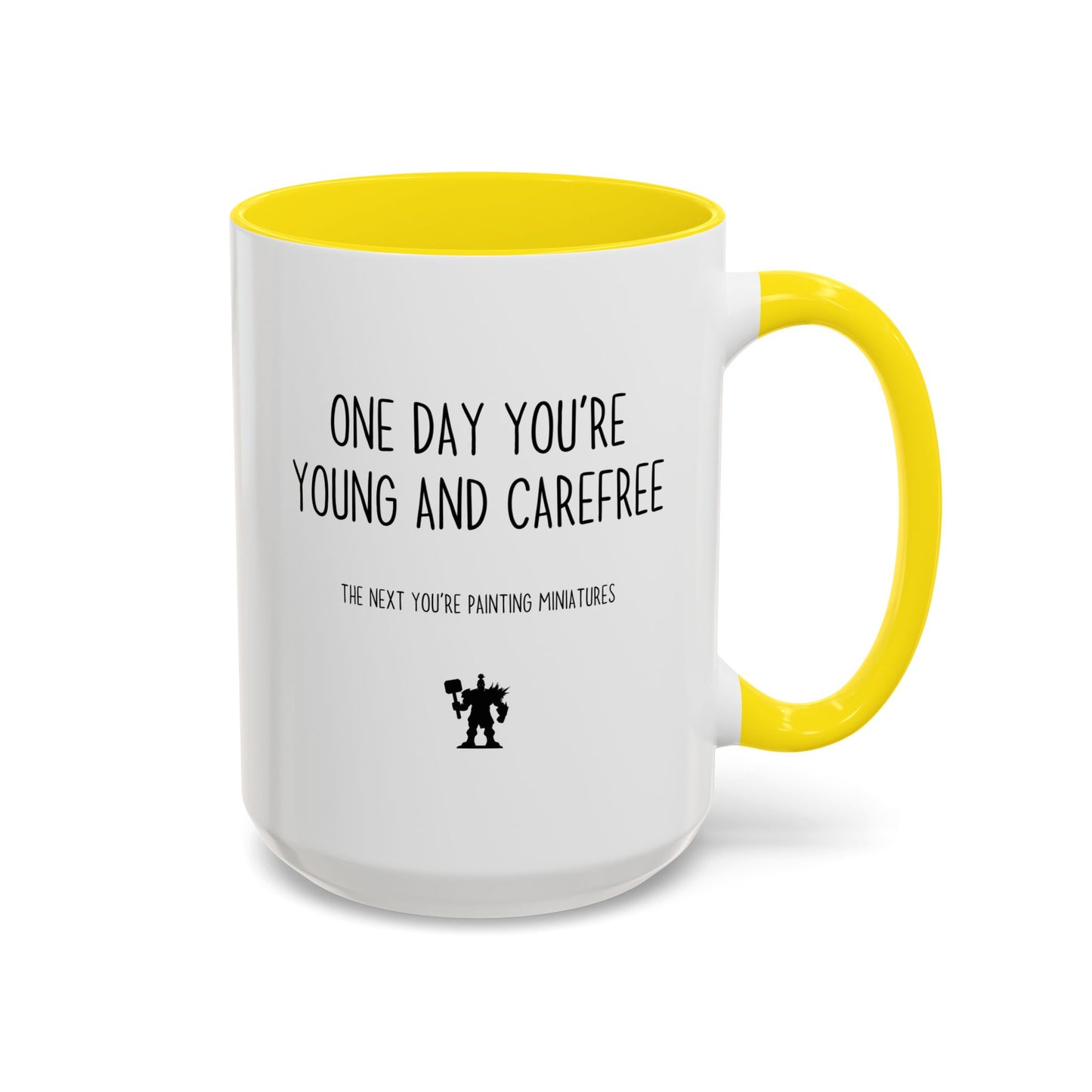 One Day You’re Young and Carefree, The Next You’re Painting Miniatures Mug | Funny Hobby Gift | Custom Made Coffee Cup