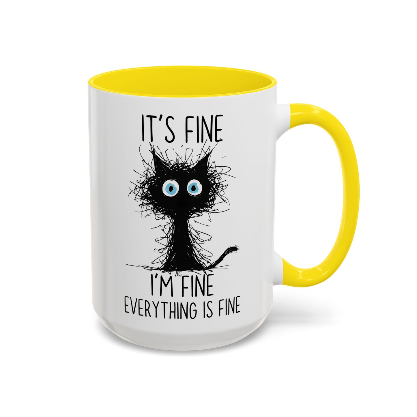 Funny Cat Mug – “It’s Fine, I’m Fine, Everything Is Fine” | Cute Stressed Cat Coffee Cup, Relatable Gift For Cat Lovers & Work Stress Relief