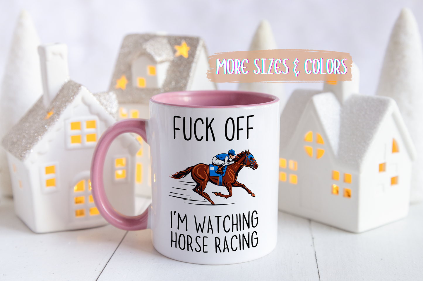 Go Away, I’m Watching Horse Racing Mug | Funny Horse Lover Gift | Custom Made Equestrian Coffee Cup