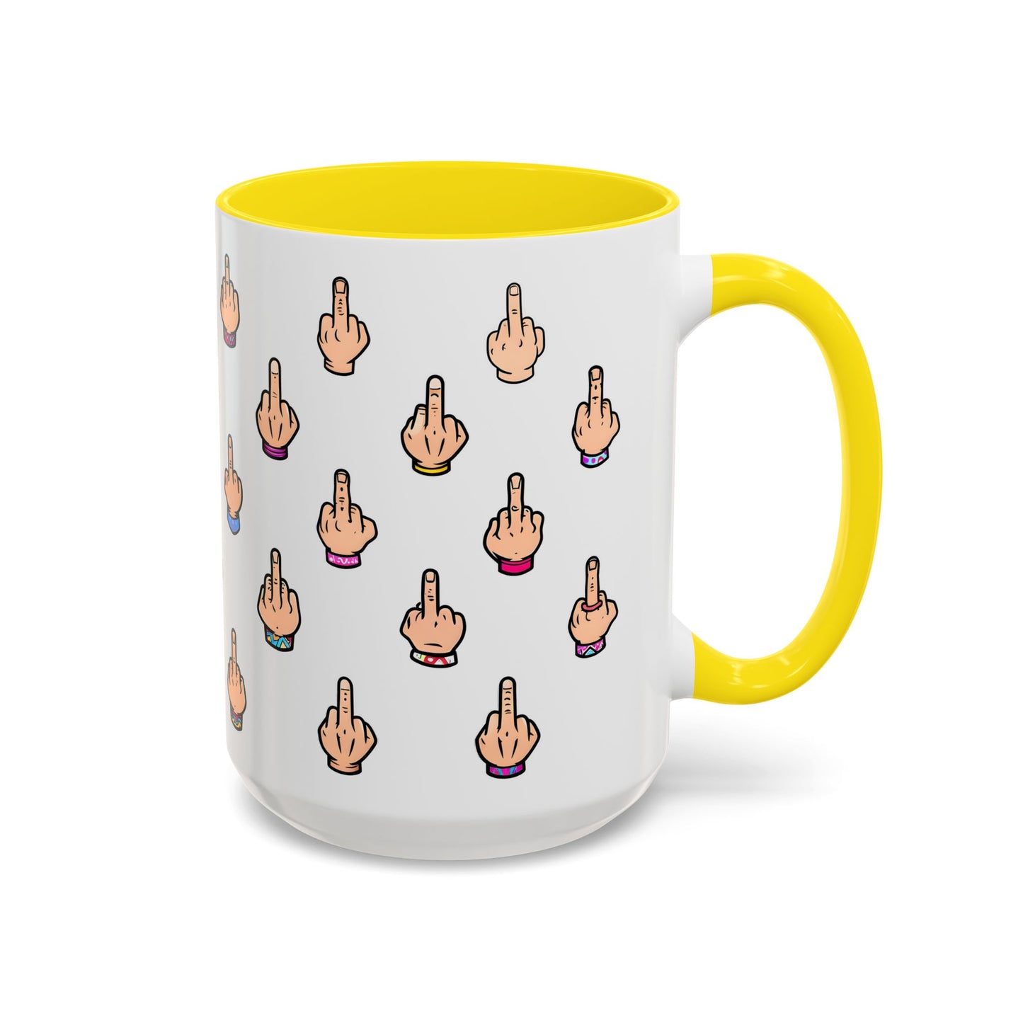 Funny Middle Finger Pattern Mug | Custom Made Sarcastic Coffee Cup Gift