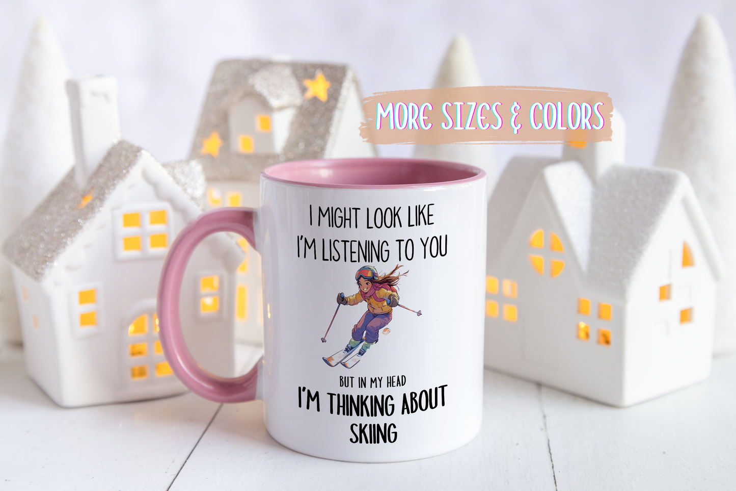 I Might Look Like I’m Listening Funny Ski Mug | Skiing Lover Cup | Custom Made Gift for Skiers