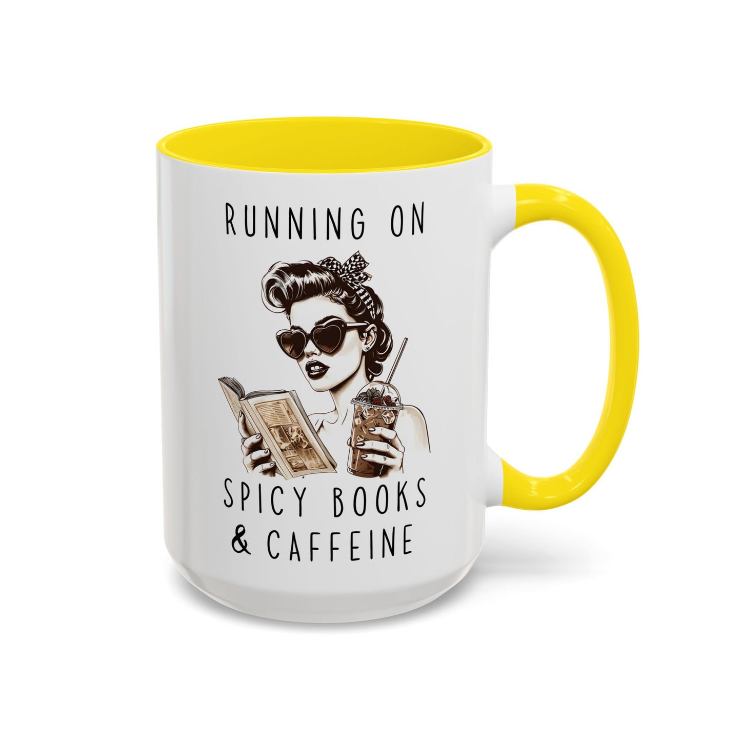 Running on Spicy Books and Caffeine Mug | Funny Book Lover Mug | Custom Made Reading Coffee Cup
