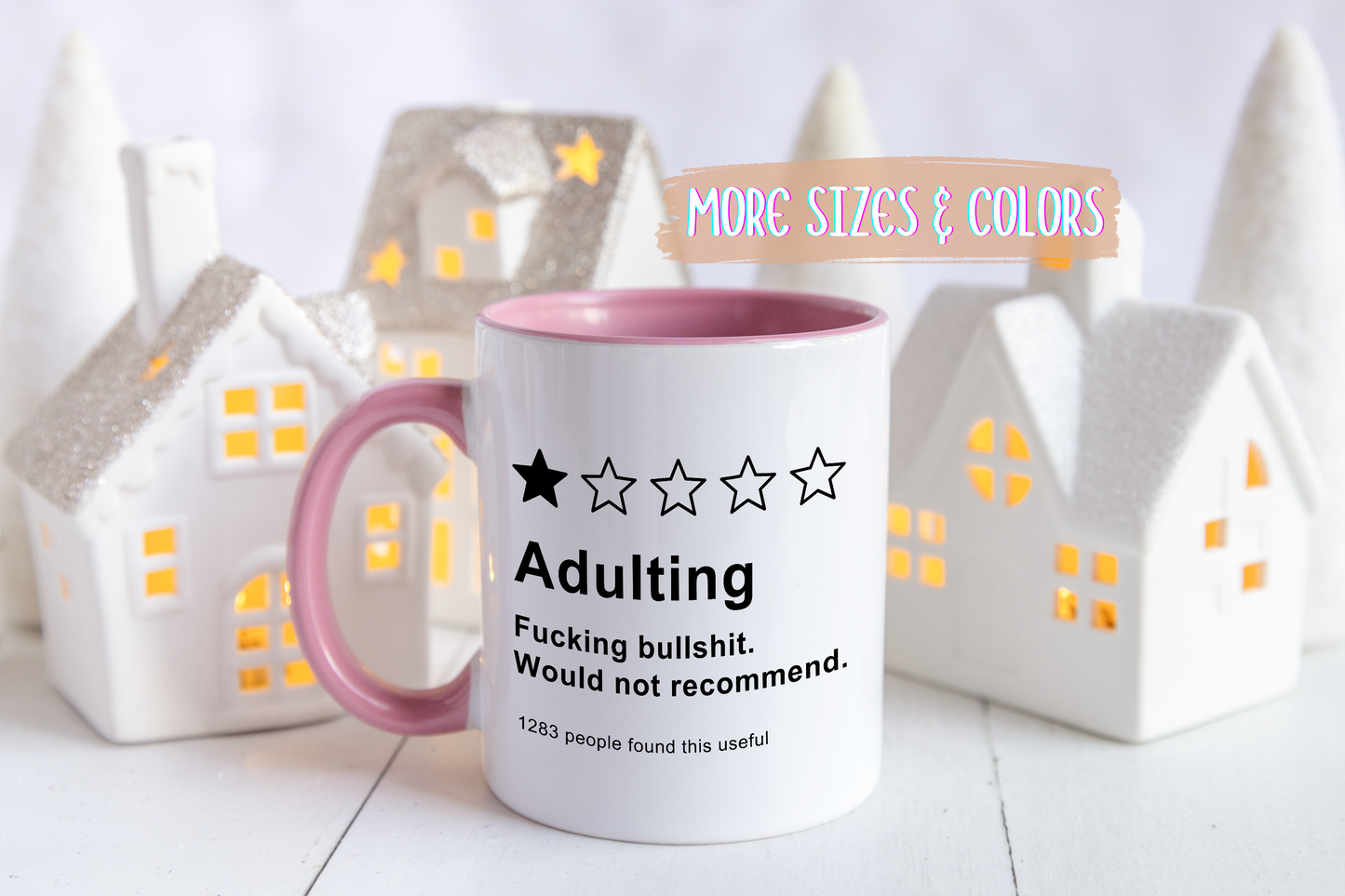 Adulting One Star Review Mug – Funny Rude Coffee Cup | Custom Made Sarcastic Gift for Adults
