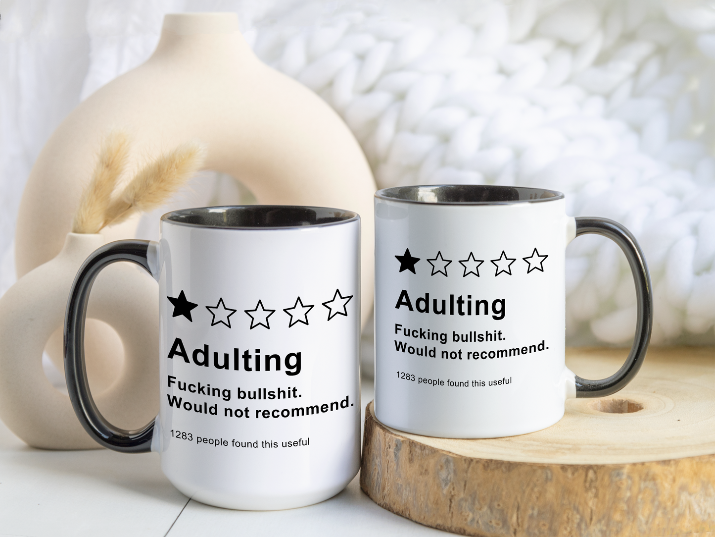 Adulting One Star Review Mug – Funny Rude Coffee Cup | Custom Made Sarcastic Gift for Adults
