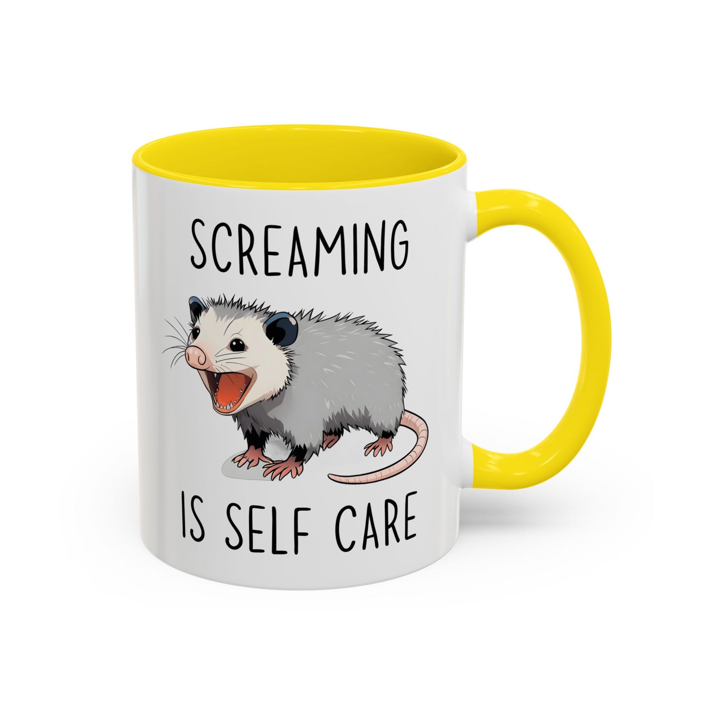 Screaming Is Self Care Mug | Funny Possum Coffee Cup | Custom Made Mental Health Humor Gift