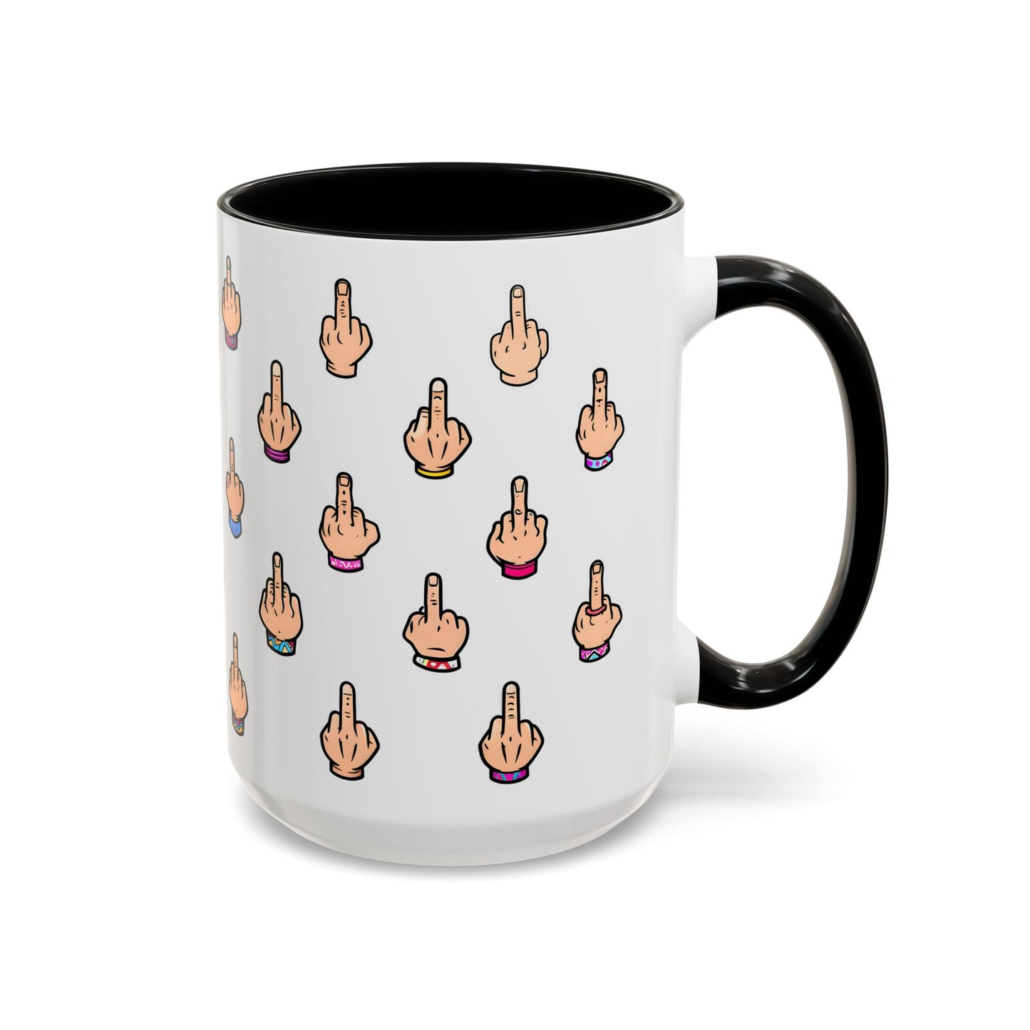 Funny Middle Finger Pattern Mug | Custom Made Sarcastic Coffee Cup Gift