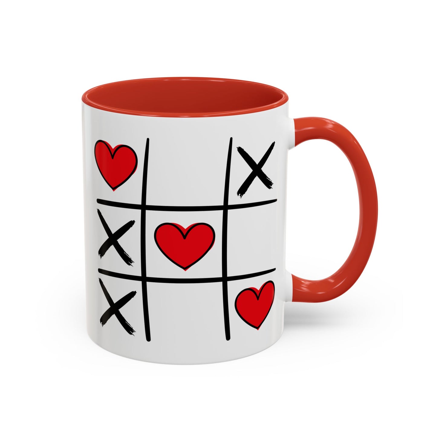 Tic Tac Toe Hearts Mug – Cute Valentine’s Day Coffee Mug | Romantic Gift for Couples, Girlfriends & Boyfriends
