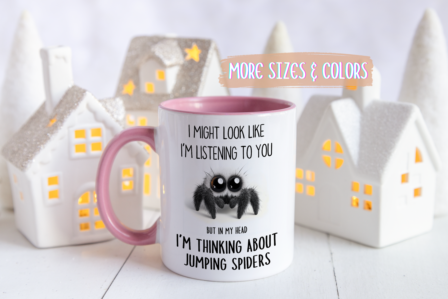 I Might Look Like I’m Listening to You But I’m Thinking About Jumping Spiders Mug – Funny Insect Lover Gift | Custom Made Coffee Cup