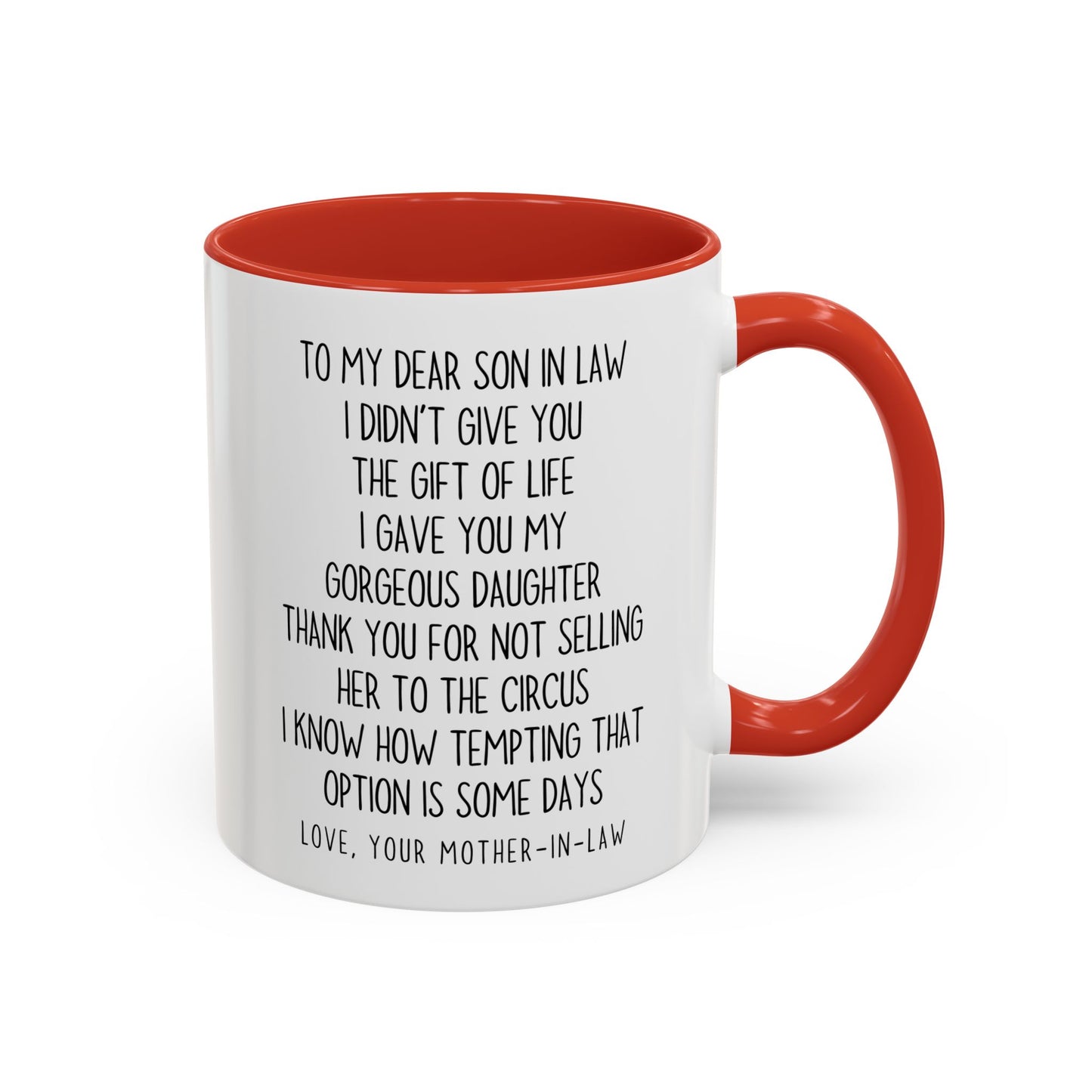 Funny Mother-in-Law to Son-in-Law Mug | Custom Made Gift | Circus Joke Coffee Cup | Son-in-Law Appreciation Mug