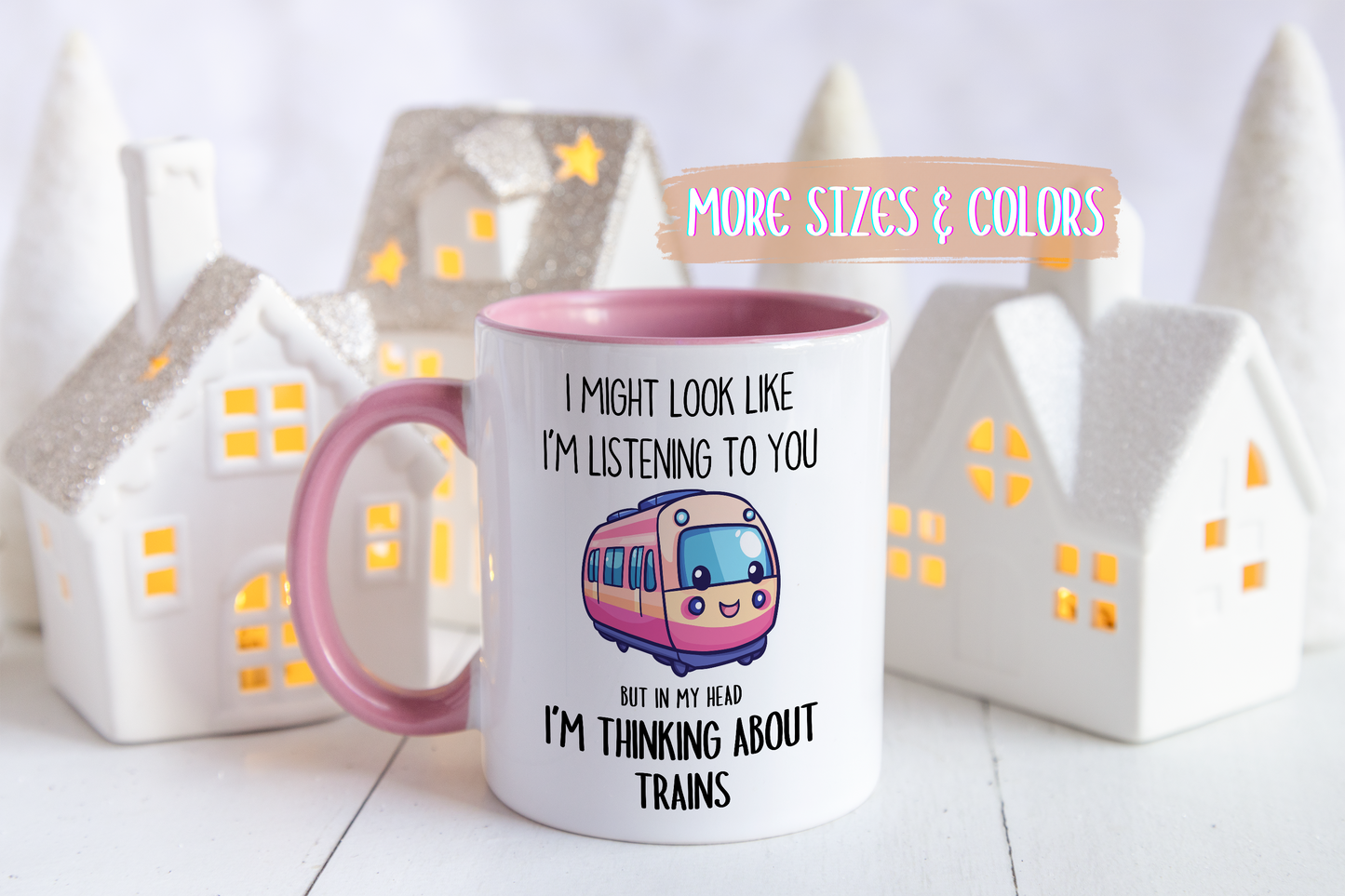 I Might Look Like I’m Listening to You But I’m Thinking About Trains Mug – Funny Train Lover Gift | Custom Made Coffee Cup
