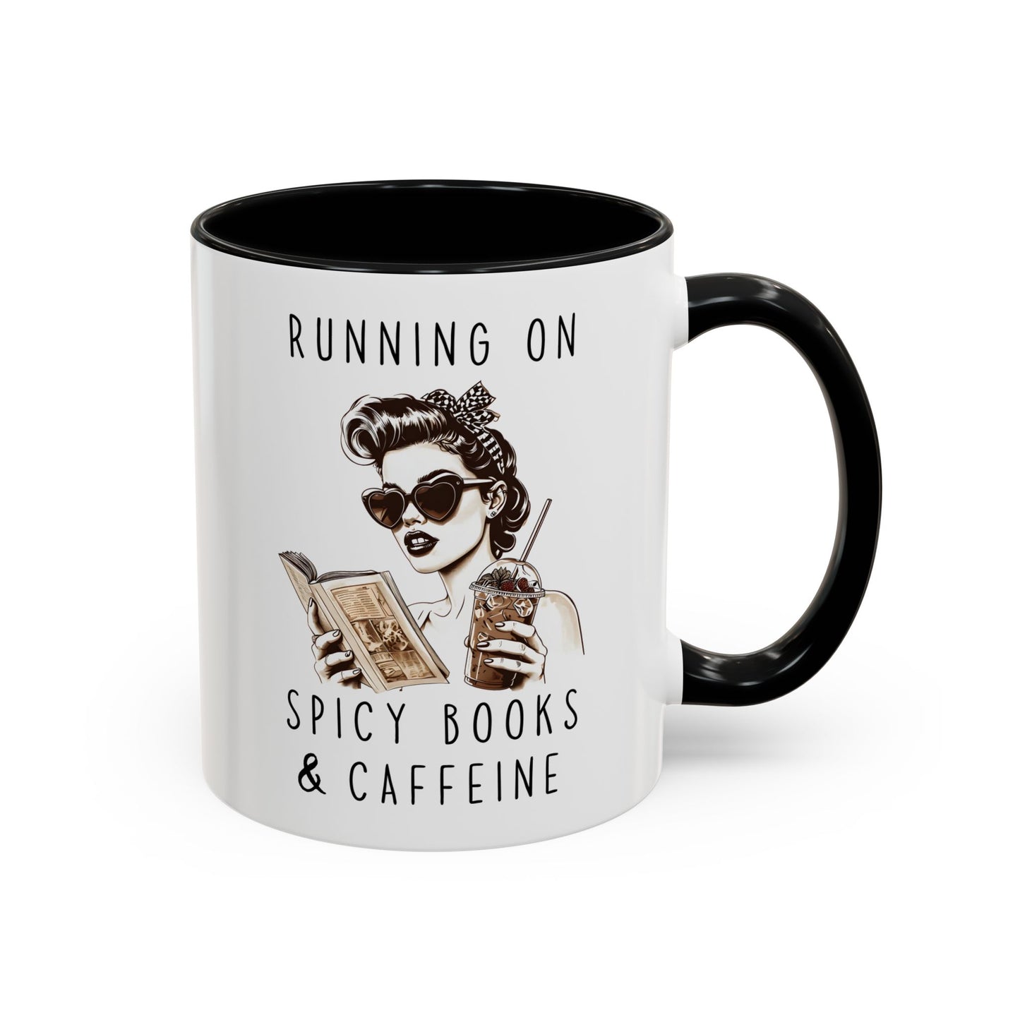 Running on Spicy Books and Caffeine Mug | Funny Book Lover Mug | Custom Made Reading Coffee Cup