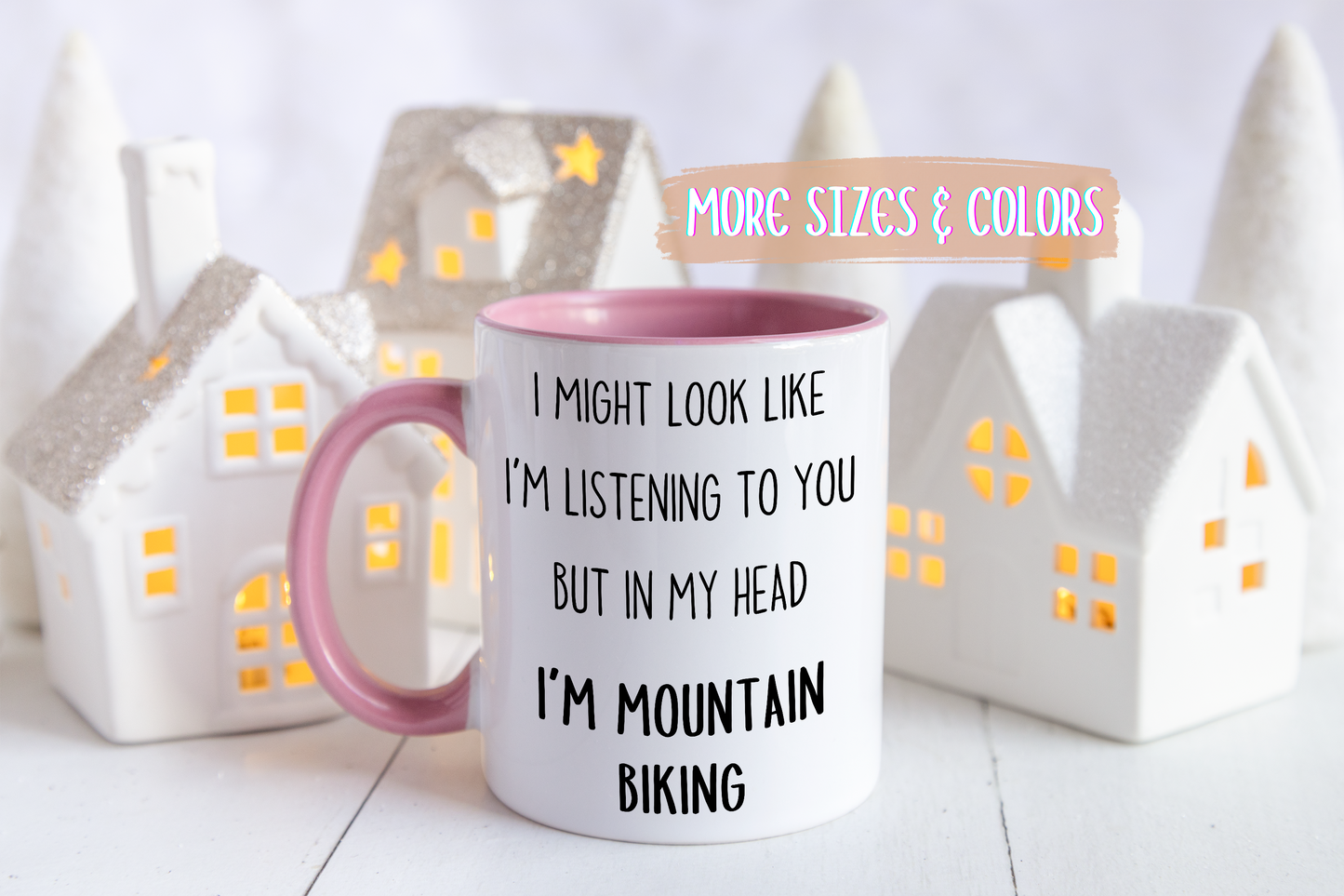 I Might Look Like I’m Listening to You But in My Head I’m Mountain Biking Mug – Funny Cyclist Gift | Custom Made Coffee Cup