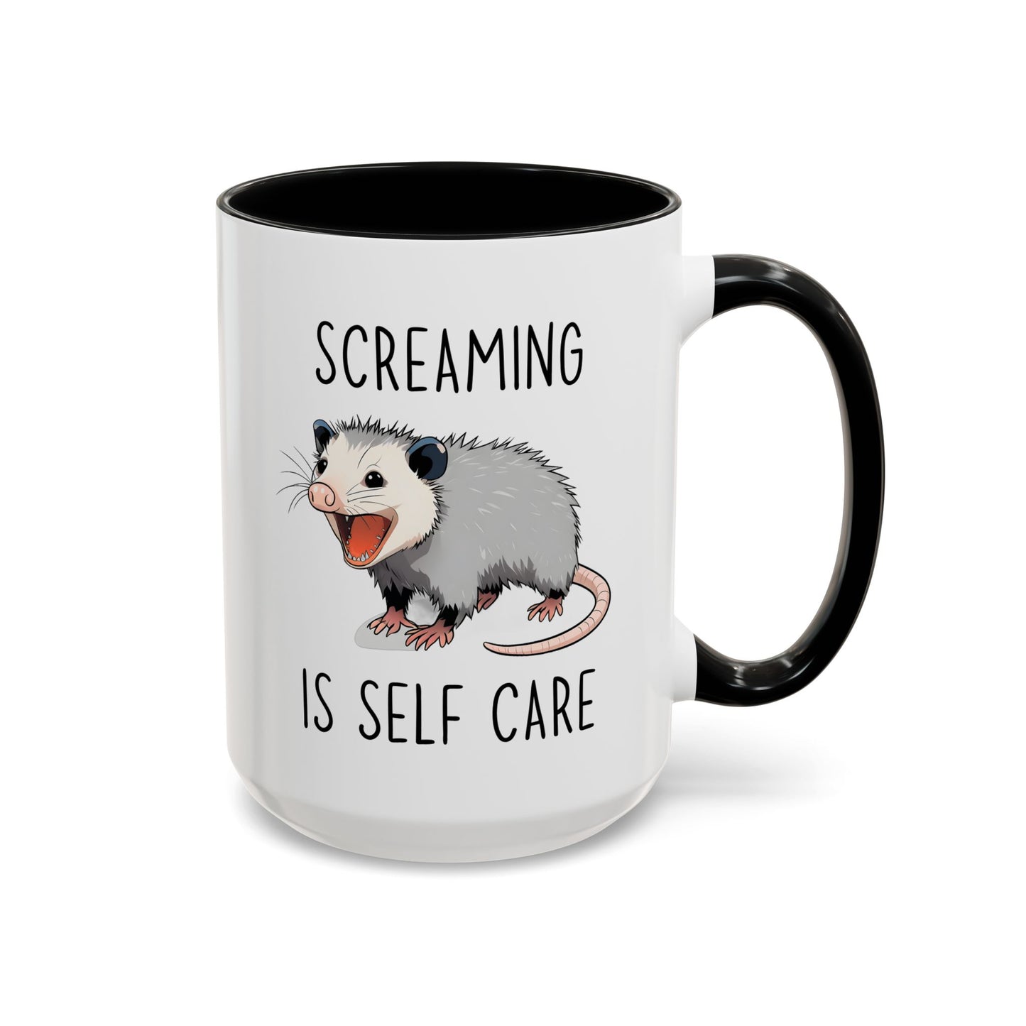 Screaming Is Self Care Mug | Funny Possum Coffee Cup | Custom Made Mental Health Humor Gift
