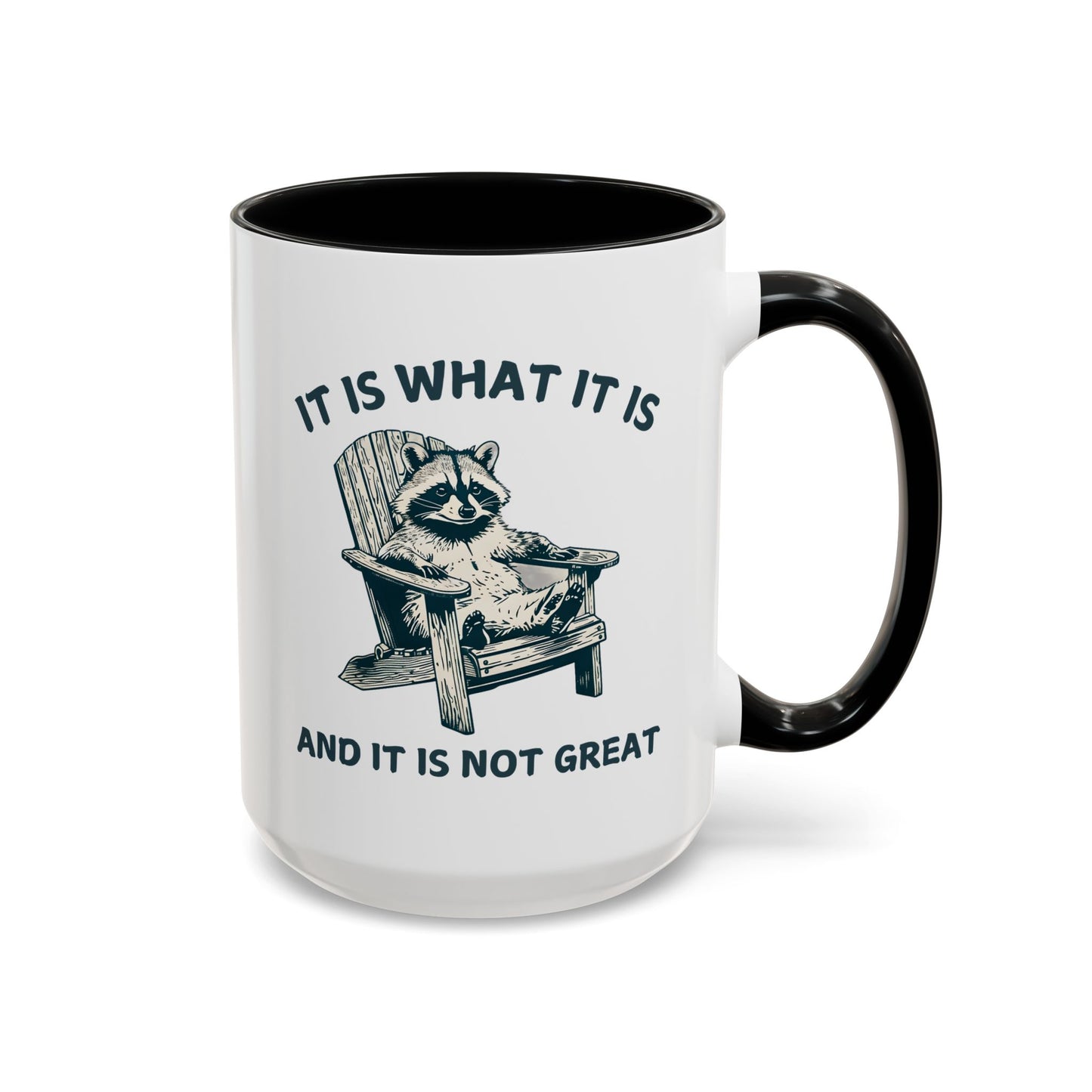 It Is What It Is And It Is Not Great Mug – Funny Raccoon Coffee Mug | Relatable Humor Gift for Adults
