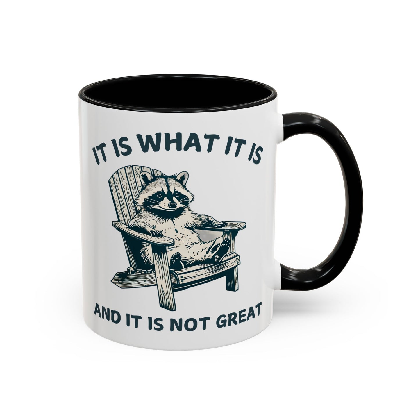 It Is What It Is And It Is Not Great Mug – Funny Raccoon Coffee Mug | Relatable Humor Gift for Adults