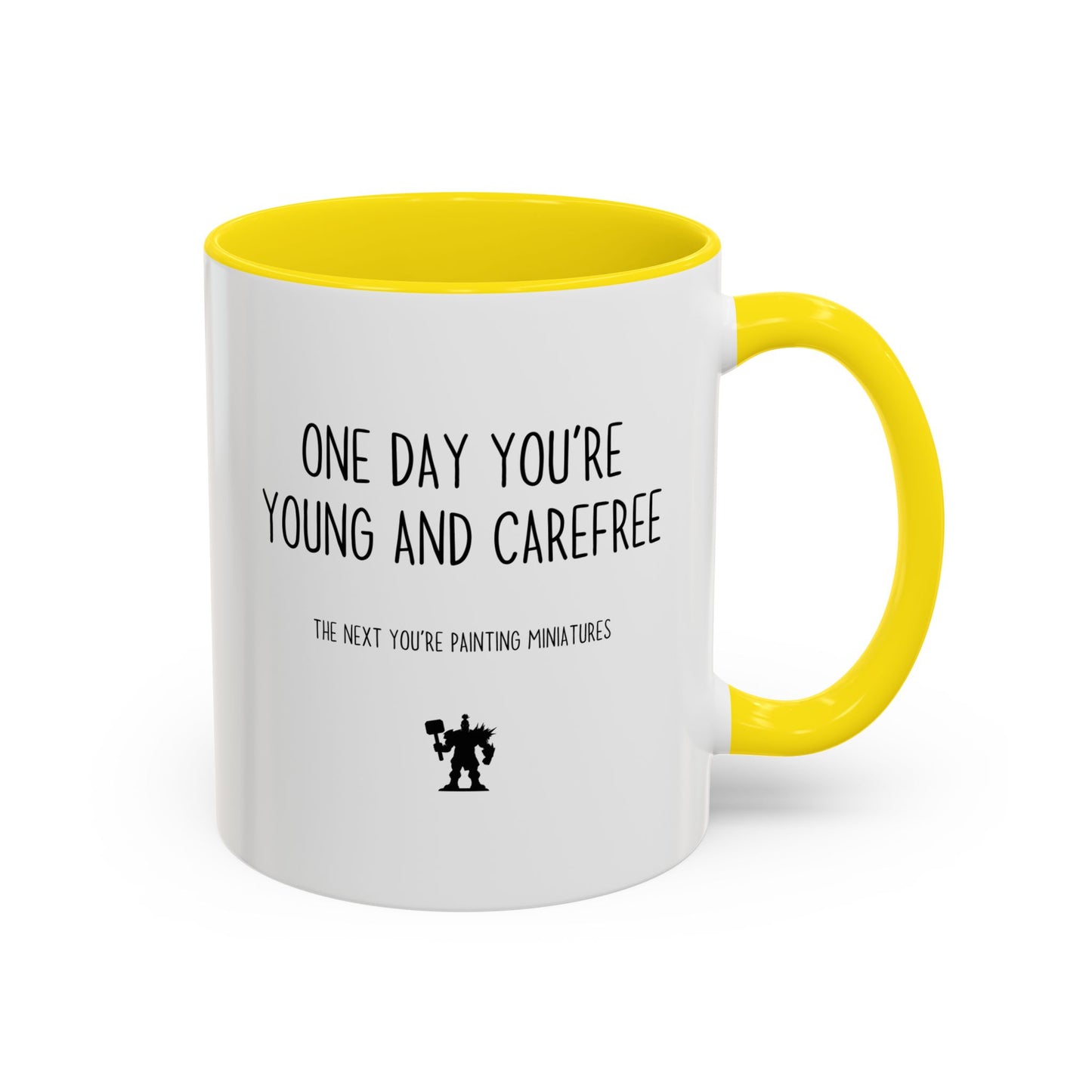 One Day You’re Young and Carefree, The Next You’re Painting Miniatures Mug | Funny Hobby Gift | Custom Made Coffee Cup