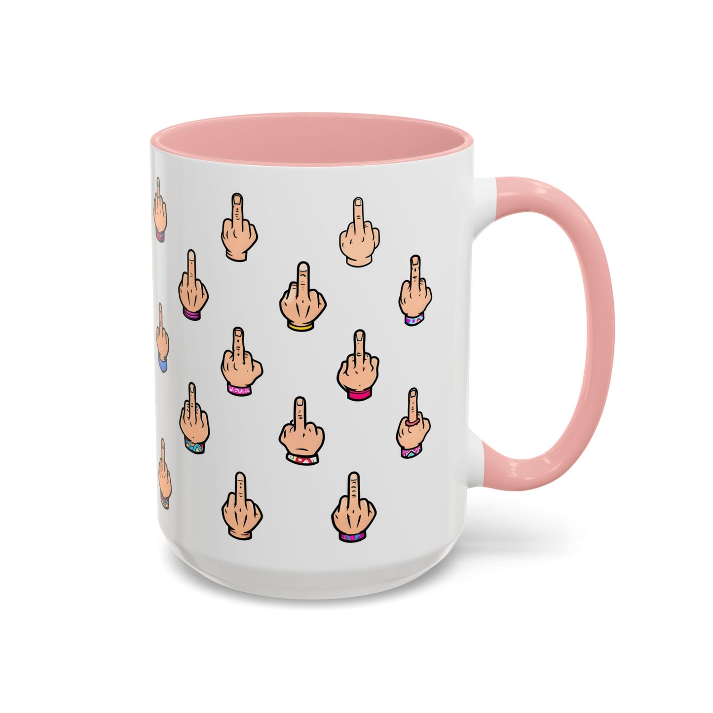 Funny Middle Finger Pattern Mug | Custom Made Sarcastic Coffee Cup Gift
