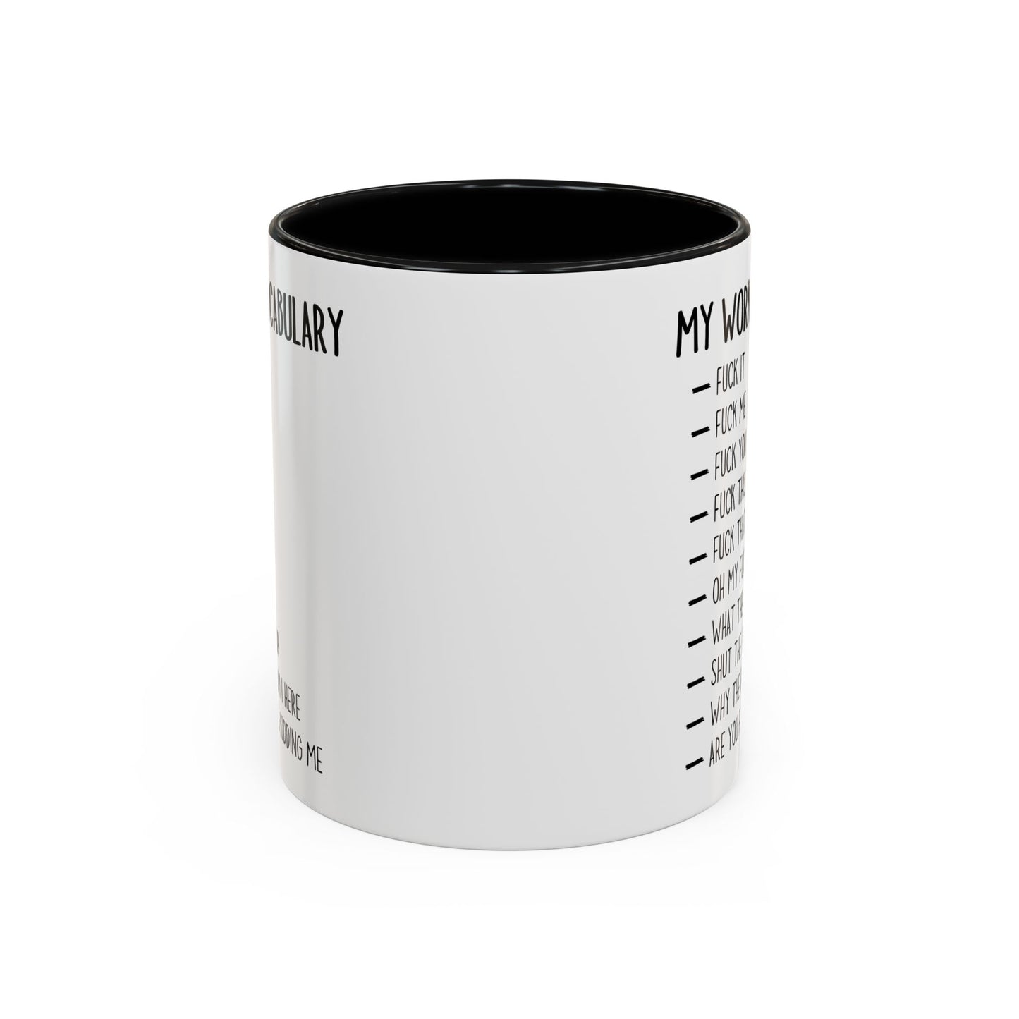 Funny Work Mug – “My Work Vocabulary” Custom Made Coffee Cup | Sarcastic Office Humor Gift for Coworkers & Adults