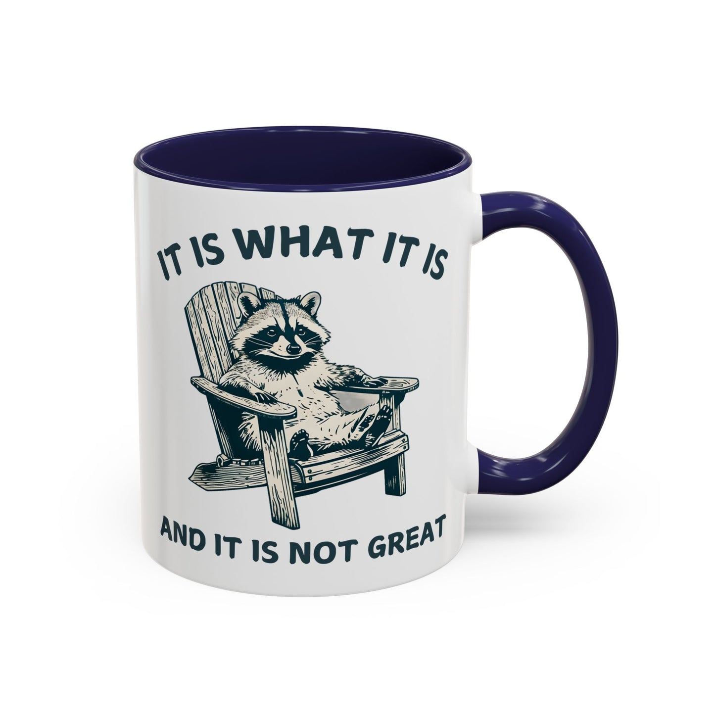 It Is What It Is And It Is Not Great Mug – Funny Raccoon Coffee Mug | Relatable Humor Gift for Adults