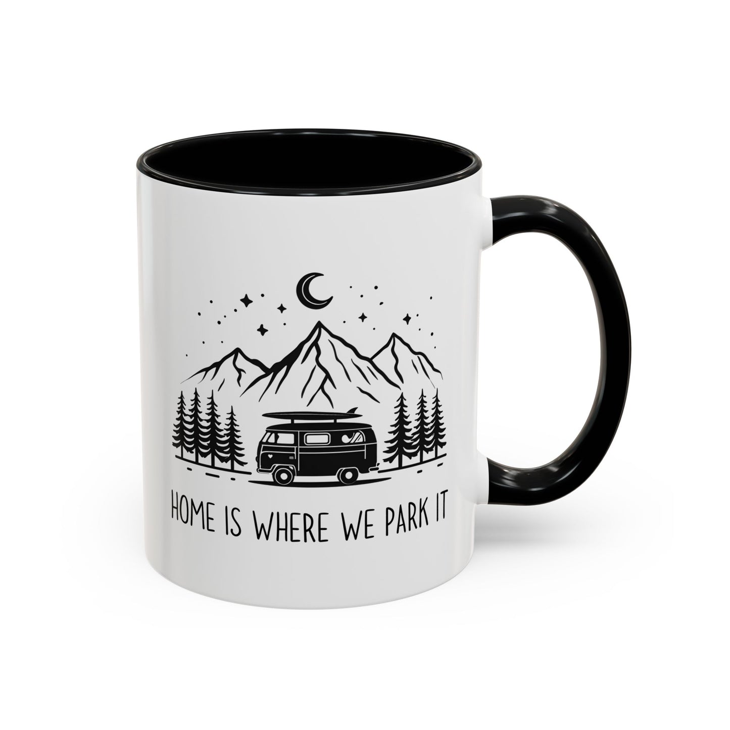 “Home Is Where We Park It” Custom Made Mug | Camping Coffee Cup for RV Owners, Van Life, and Adventure Lovers