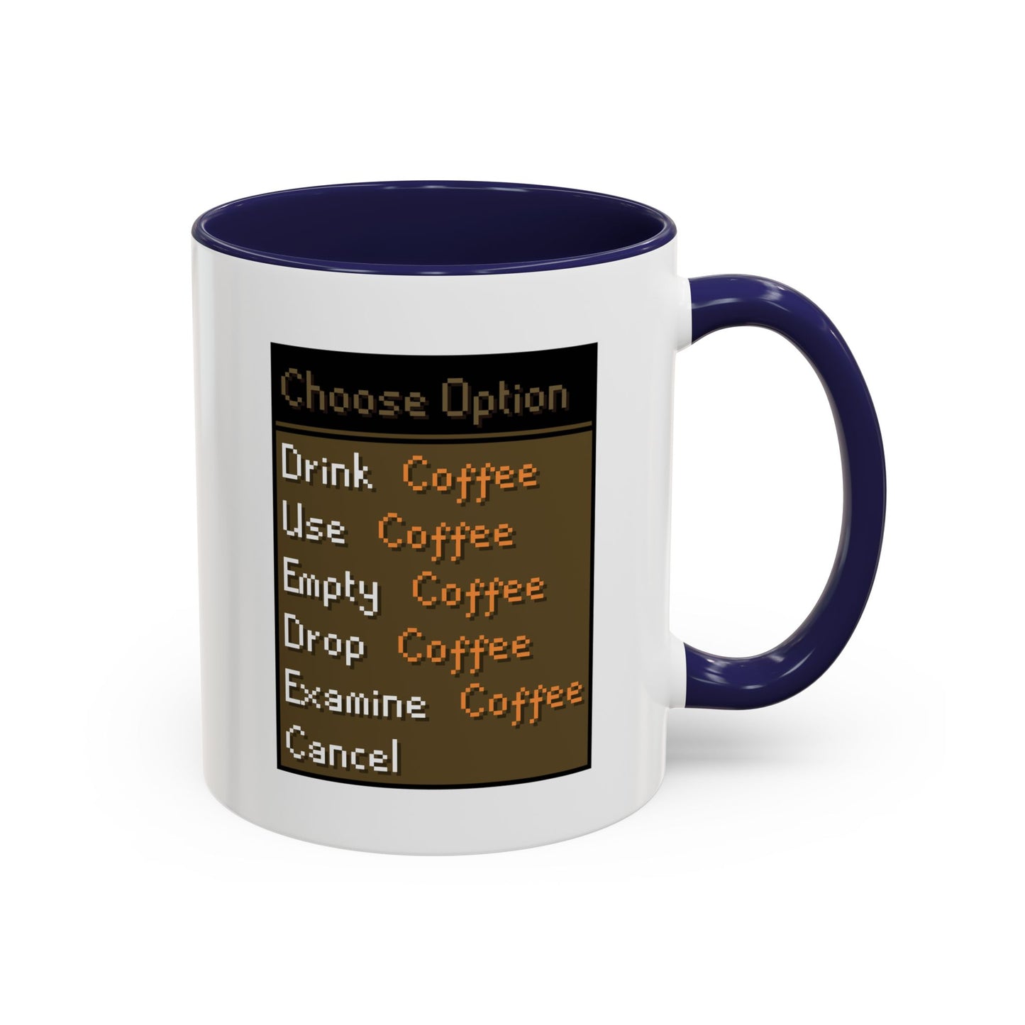 Choose Option Coffee Mug | Funny Gamer Coffee Cup | Custom Made Pixel Menu Mug for Gamers
