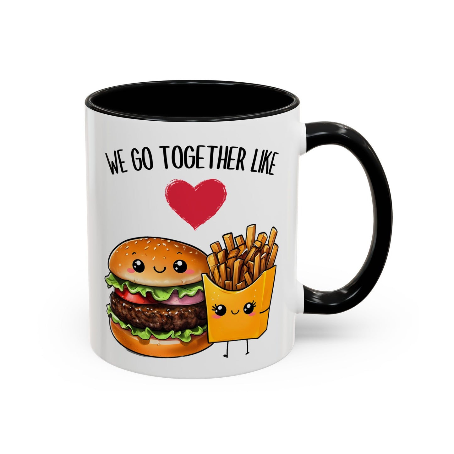 We Go Together Like Burgers and Fries Mug – Cute Couple Mug | Funny Valentine’s Day Gift for Him or Her