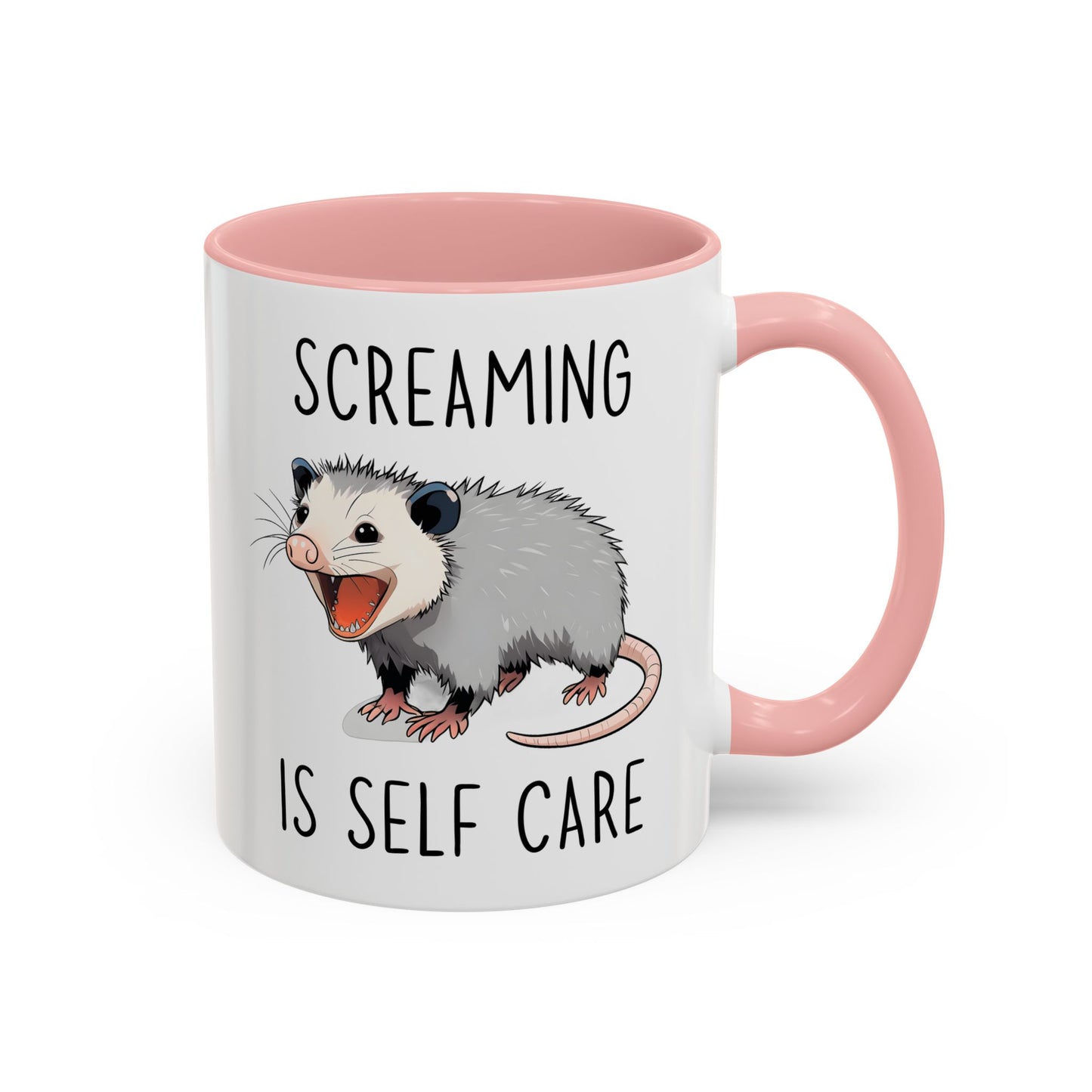 Screaming Is Self Care Mug | Funny Possum Coffee Cup | Custom Made Mental Health Humor Gift