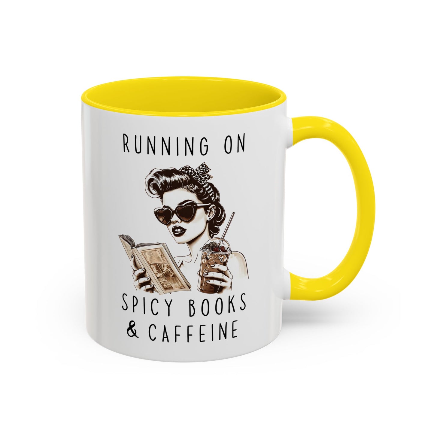 Running on Spicy Books and Caffeine Mug | Funny Book Lover Mug | Custom Made Reading Coffee Cup