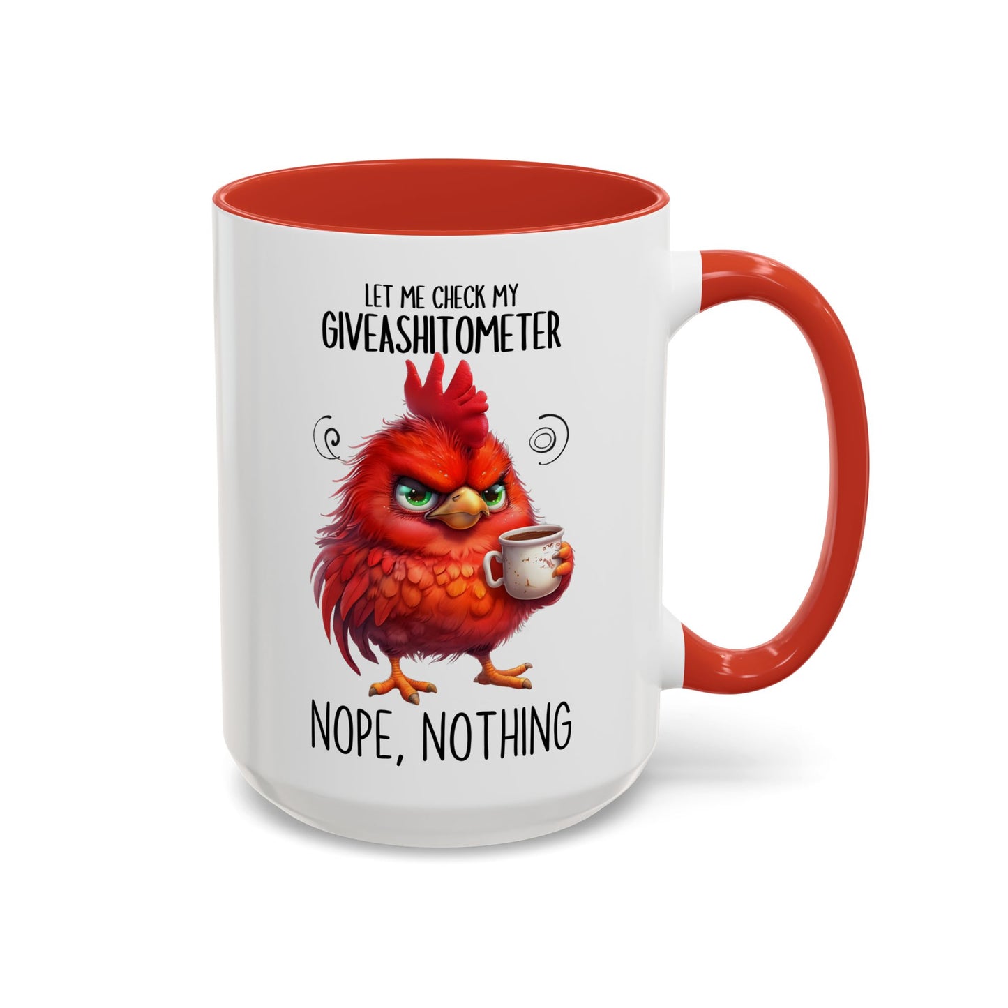 Funny Coffee Mug – “Let Me Check My Giveashitometer... Nope, Nothing” | Sarcastic Grumpy Bird Cup, Office Humor Gift for Coworkers