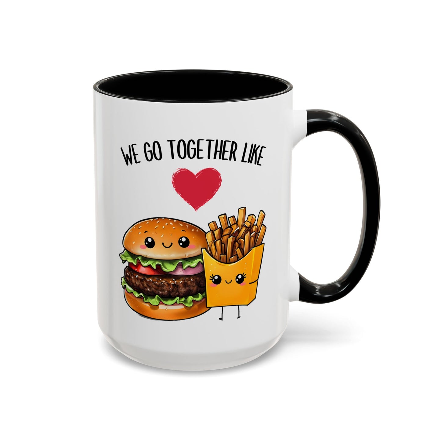 We Go Together Like Burgers and Fries Mug – Cute Couple Mug | Funny Valentine’s Day Gift for Him or Her