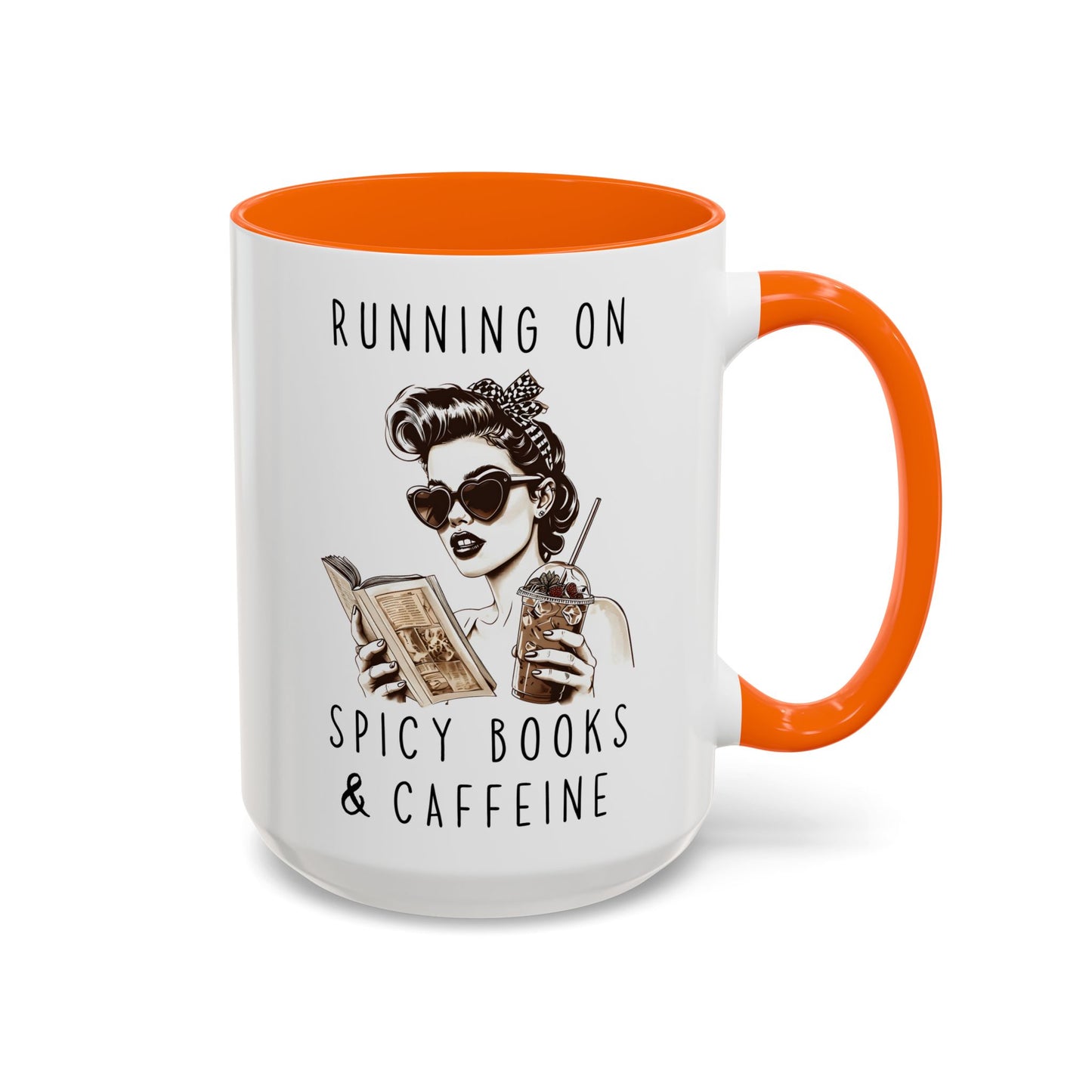 Running on Spicy Books and Caffeine Mug | Funny Book Lover Mug | Custom Made Reading Coffee Cup