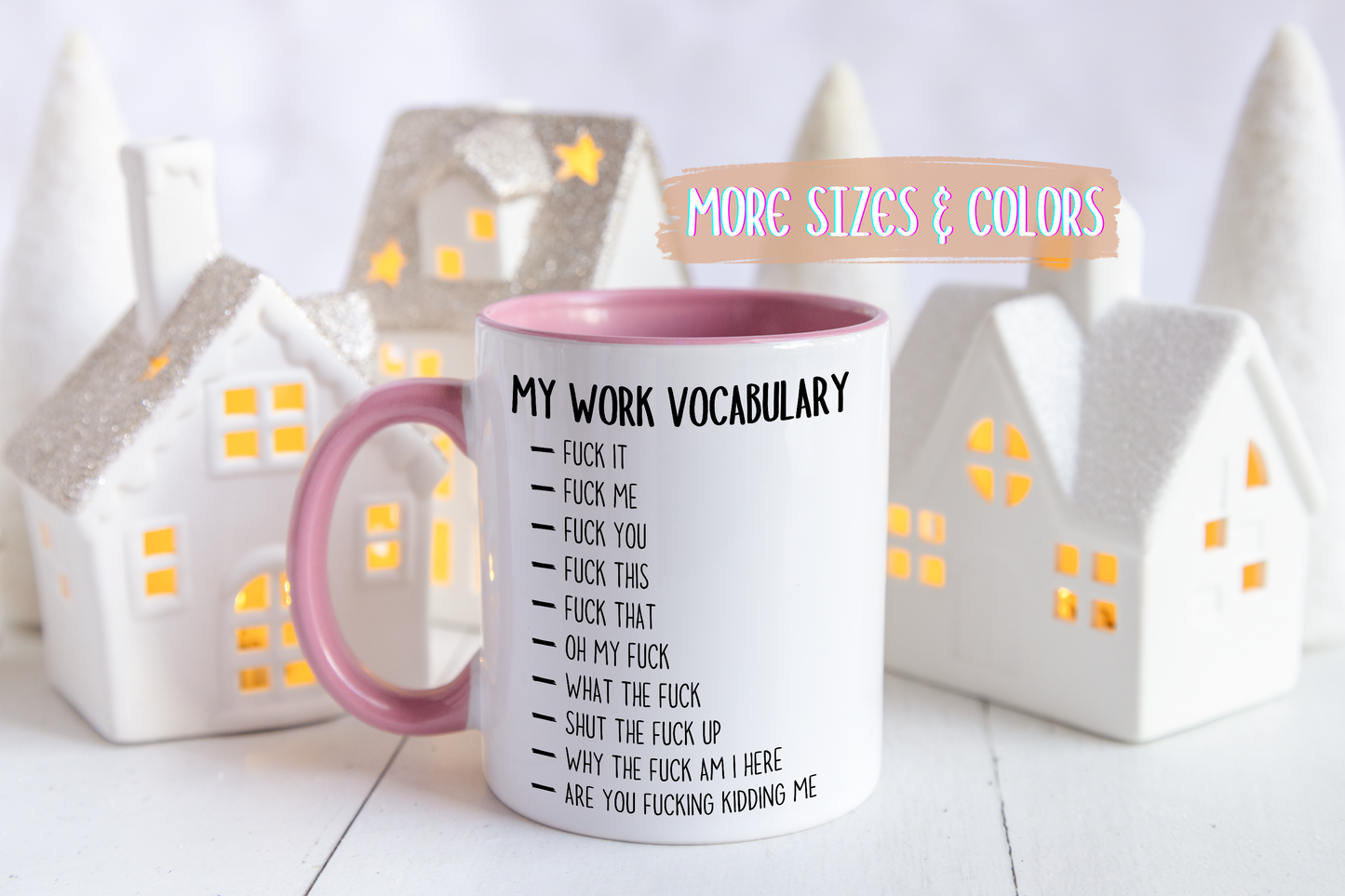 Funny Work Mug – “My Work Vocabulary” Custom Made Coffee Cup | Sarcastic Office Humor Gift for Coworkers & Adults