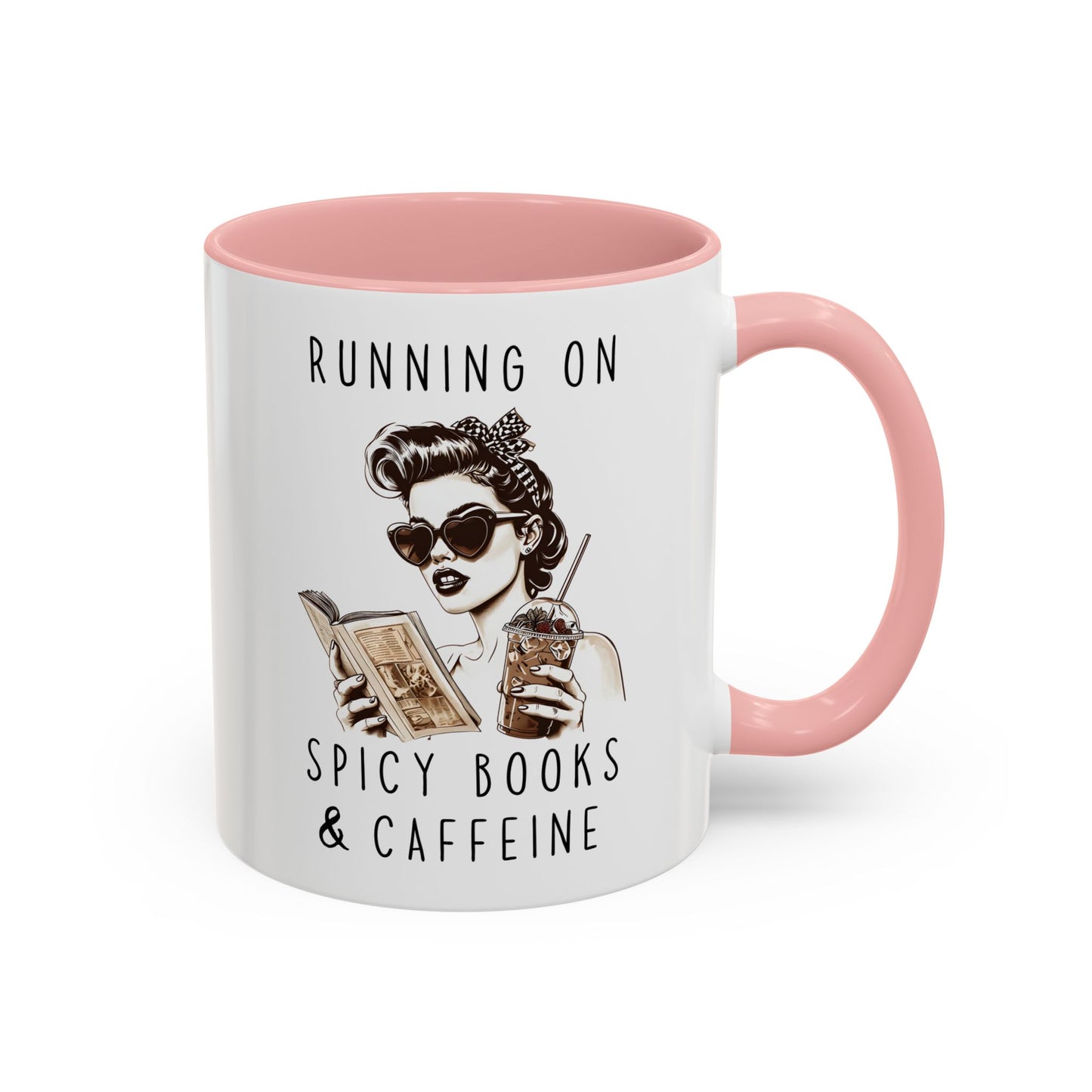 Running on Spicy Books and Caffeine Mug | Funny Book Lover Mug | Custom Made Reading Coffee Cup