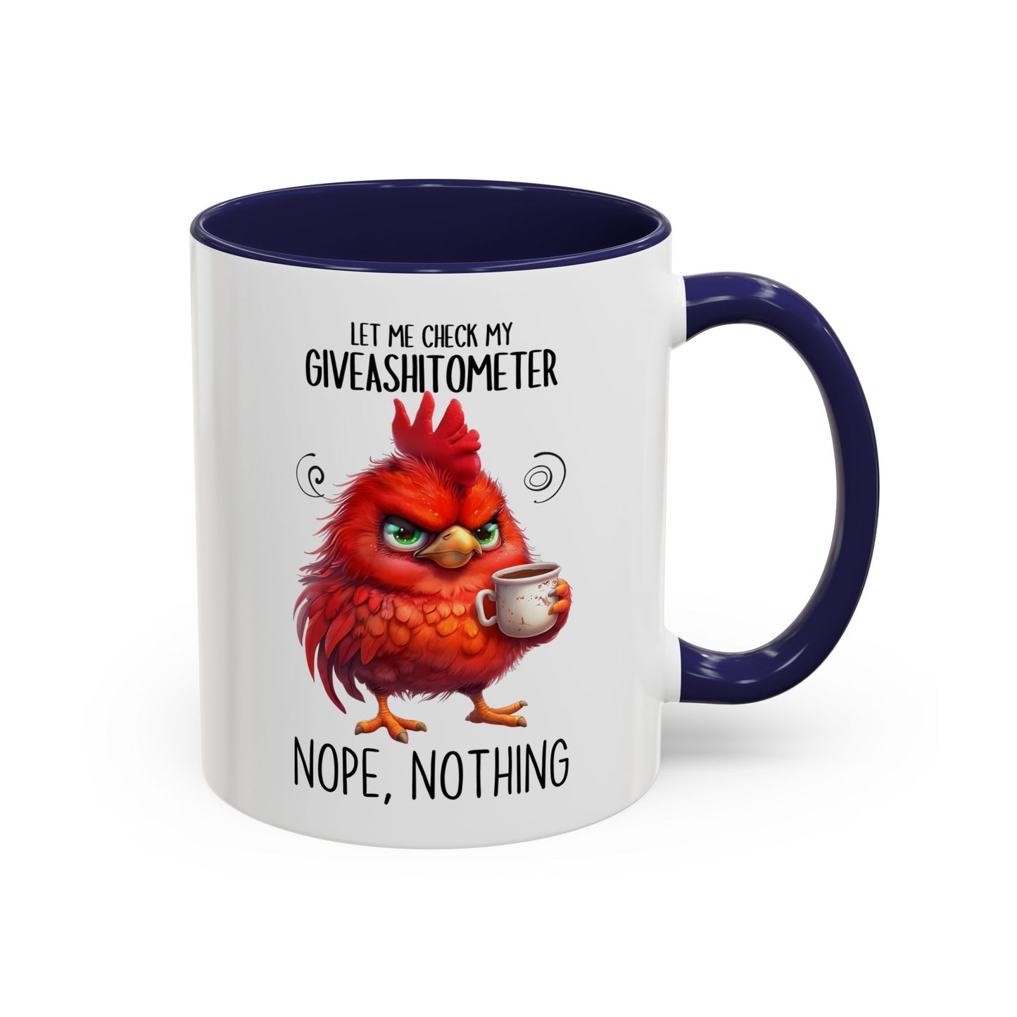 Funny Coffee Mug – “Let Me Check My Giveashitometer... Nope, Nothing” | Sarcastic Grumpy Bird Cup, Office Humor Gift for Coworkers