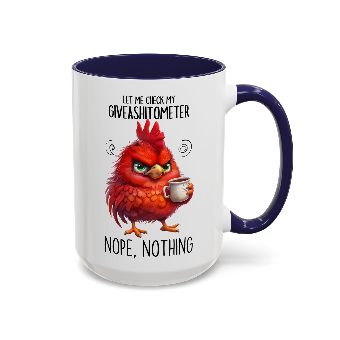 Funny Coffee Mug – “Let Me Check My Giveashitometer... Nope, Nothing” | Sarcastic Grumpy Bird Cup, Office Humor Gift for Coworkers