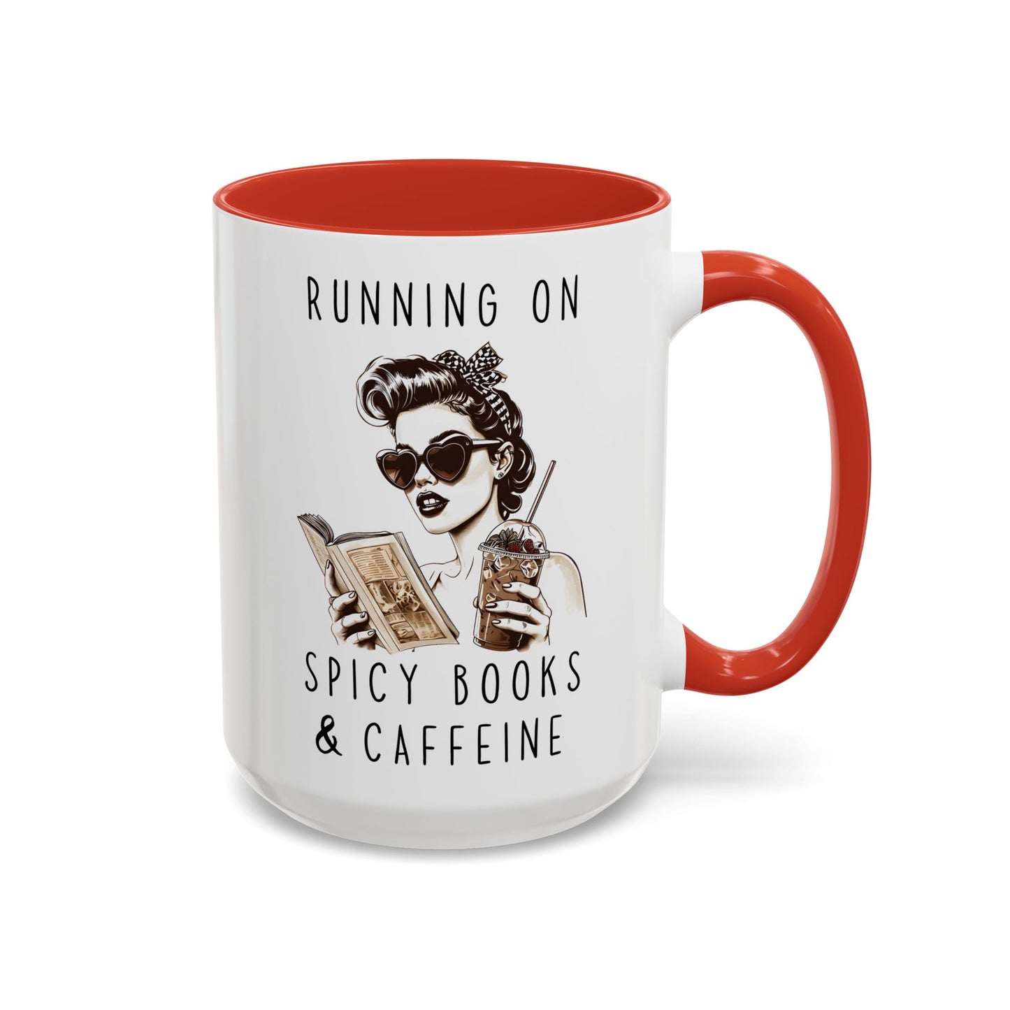 Running on Spicy Books and Caffeine Mug | Funny Book Lover Mug | Custom Made Reading Coffee Cup