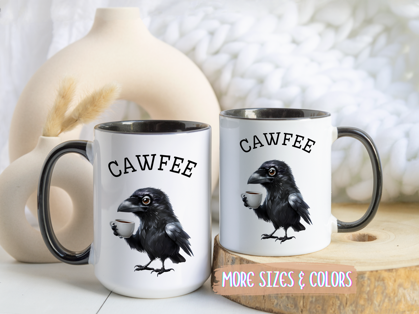Cawfee Mug | Custom Made Funny Crow Coffee Cup for Bird Lovers
