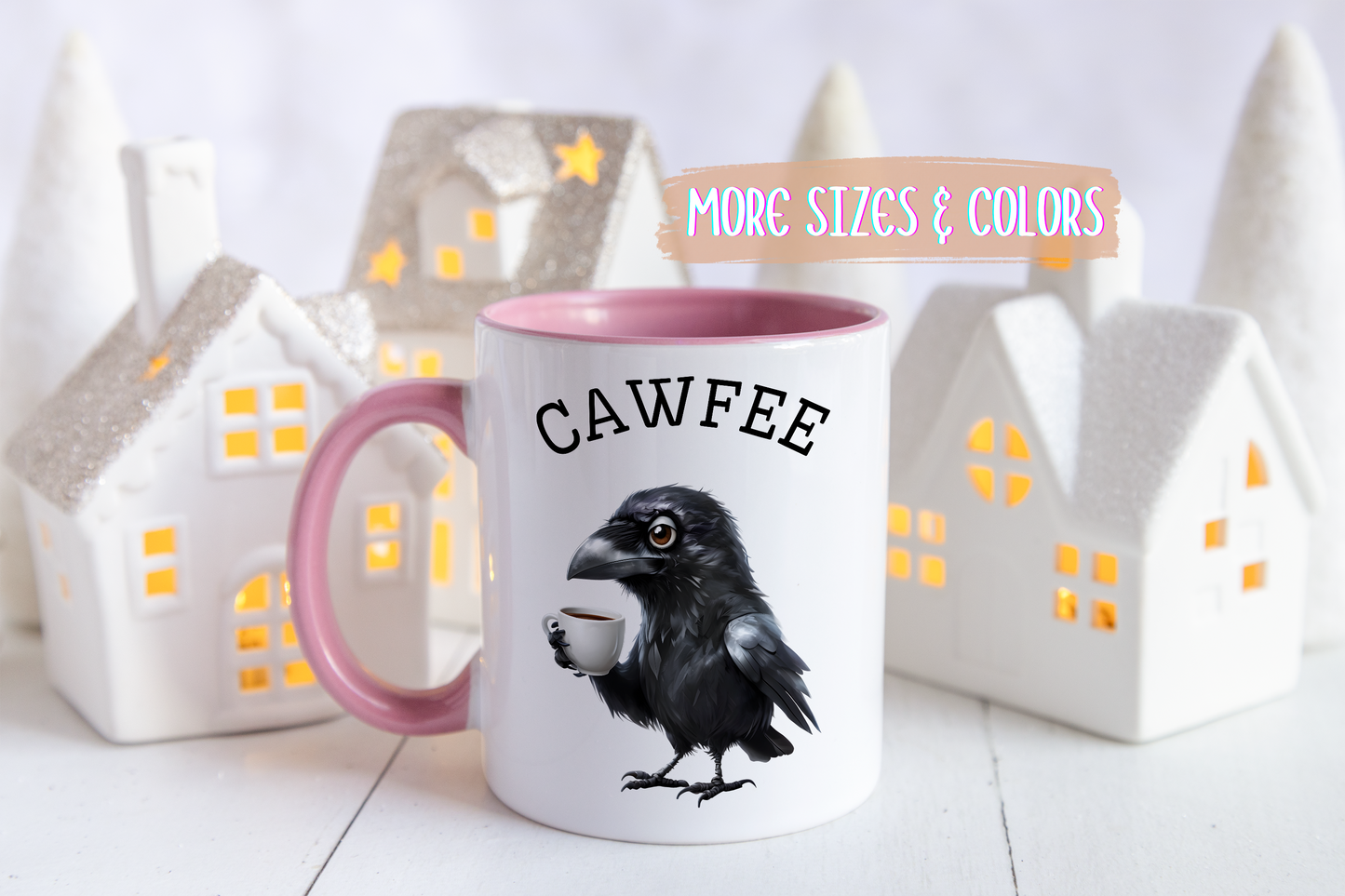 Cawfee Mug | Custom Made Funny Crow Coffee Cup for Bird Lovers