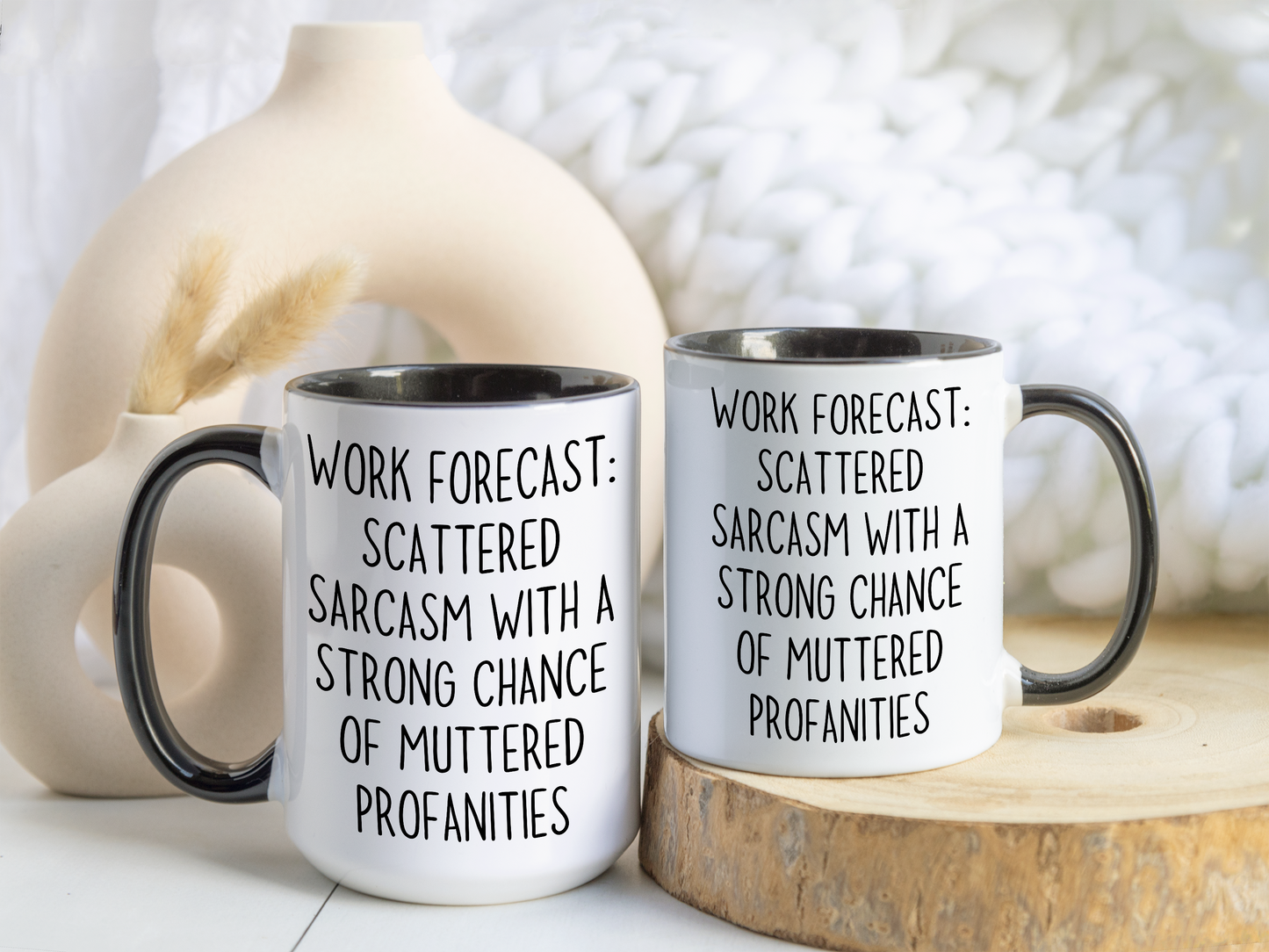 Funny Work Mug – “Work Forecast: Scattered Sarcasm With a Strong Chance of Muttered Profanities” | Office Humor Coffee Cup, Sarcastic Coworker Gift
