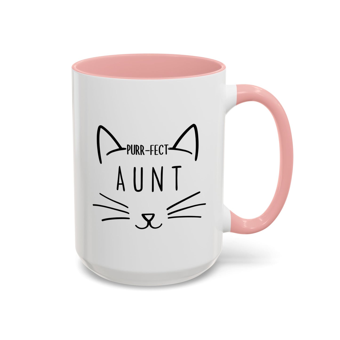 Purr-fect Aunt Mug | Cute Cat Lover Coffee Cup | Custom Made Gift for Cat Aunts, Sisters & Pet Lovers