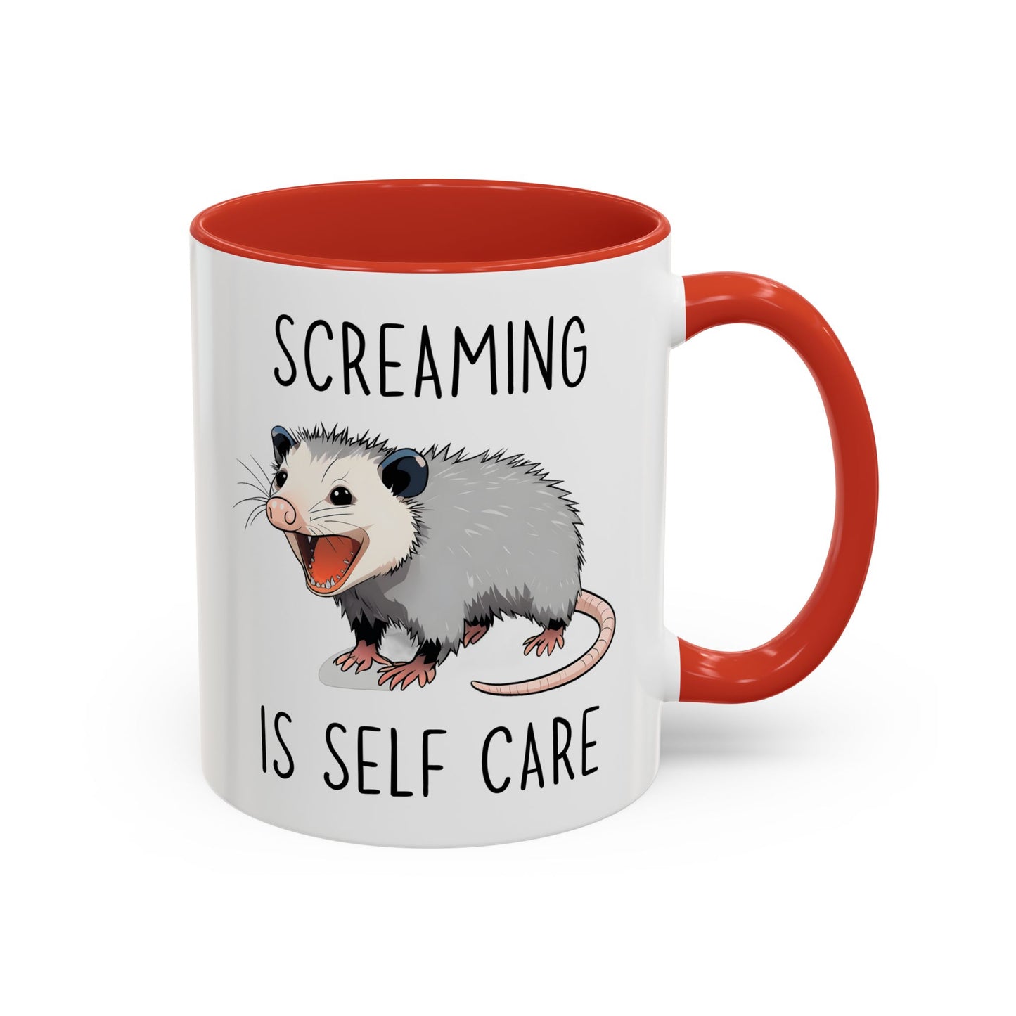 Screaming Is Self Care Mug | Funny Possum Coffee Cup | Custom Made Mental Health Humor Gift