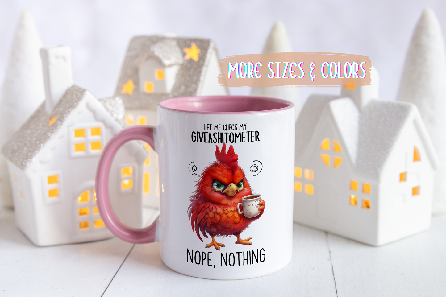 Funny Coffee Mug – “Let Me Check My Giveashitometer... Nope, Nothing” | Sarcastic Grumpy Bird Cup, Office Humor Gift for Coworkers