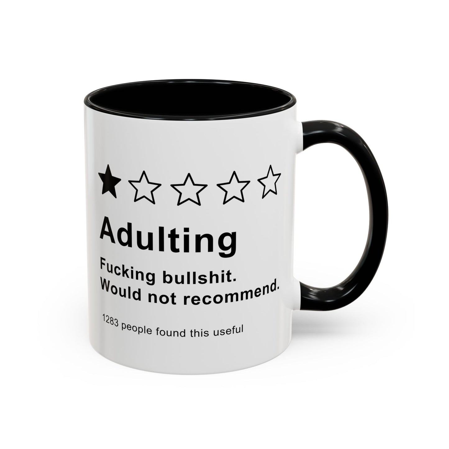 Adulting One Star Review Mug – Funny Rude Coffee Cup | Custom Made Sarcastic Gift for Adults
