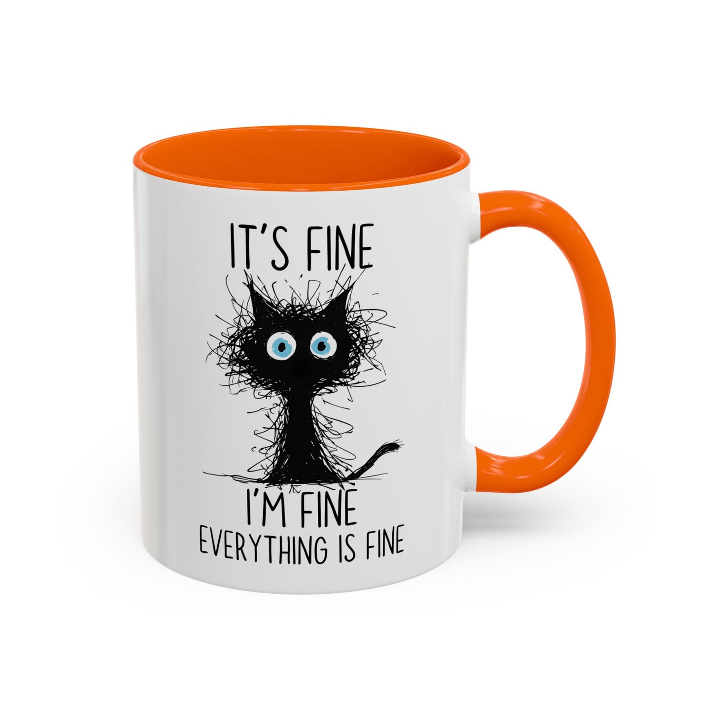 Funny Cat Mug – “It’s Fine, I’m Fine, Everything Is Fine” | Cute Stressed Cat Coffee Cup, Relatable Gift For Cat Lovers & Work Stress Relief