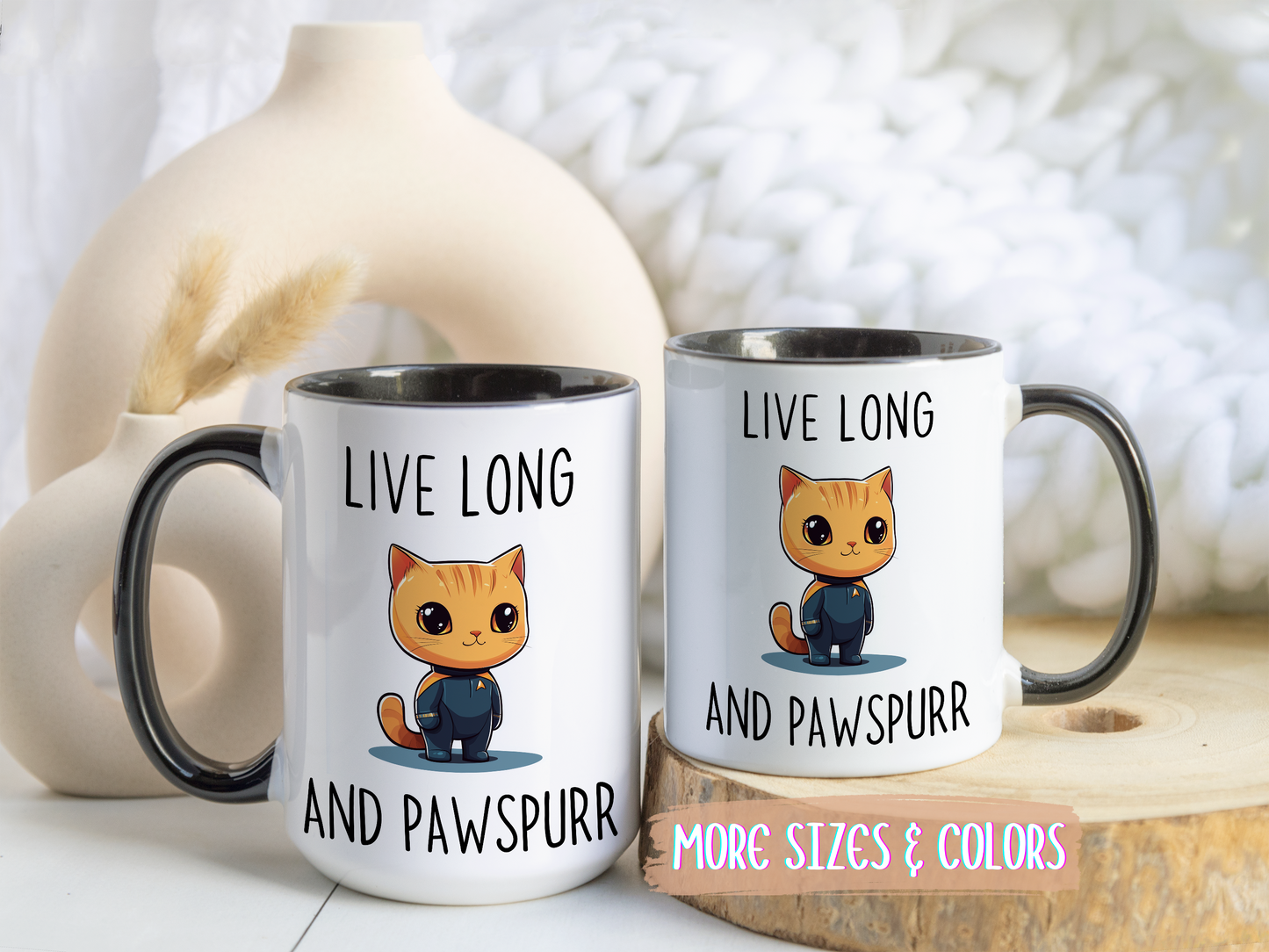 Live Long and Pawspurr Mug | Funny Cat Lover Gift | Custom Made Coffee Cup for Sci-Fi Fans