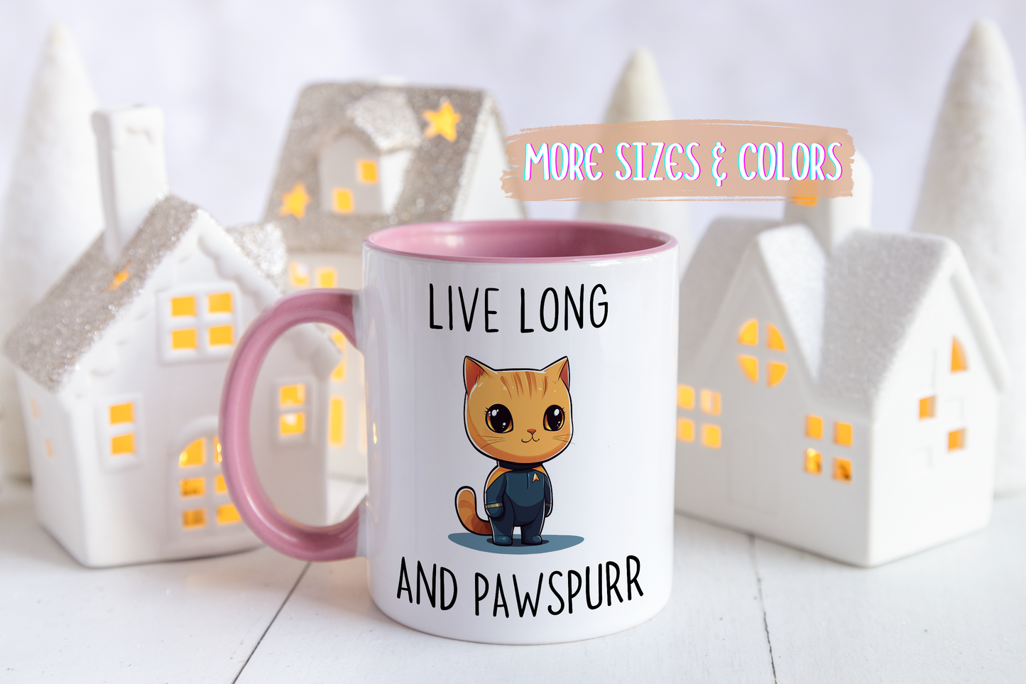 Live Long and Pawspurr Mug | Funny Cat Lover Gift | Custom Made Coffee Cup for Sci-Fi Fans