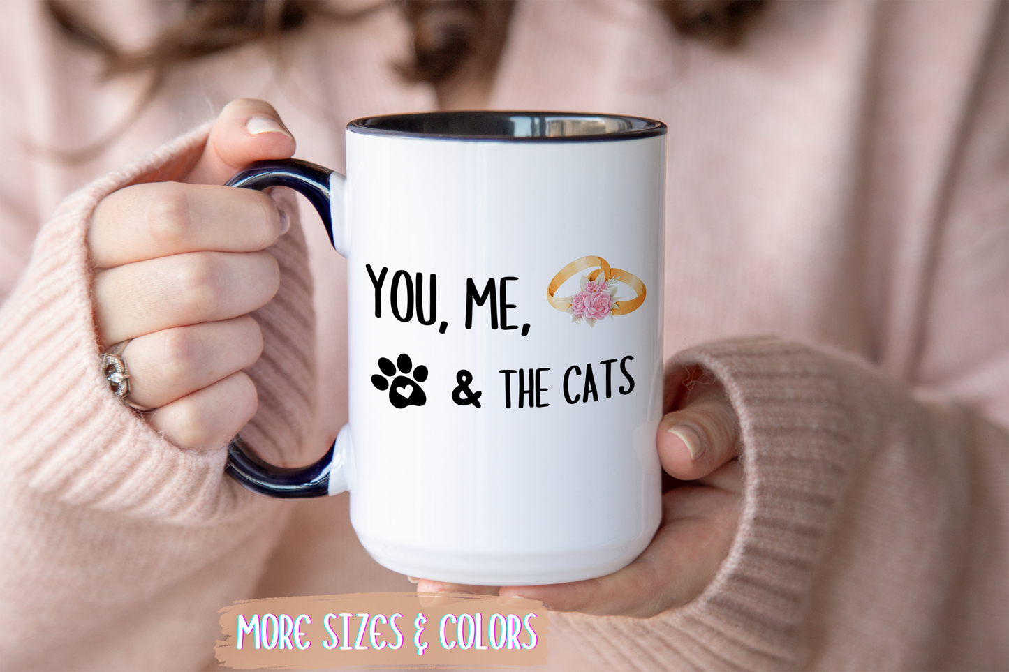 You, Me, & The Cats Mug | Cute Cat Lover Couple Gift | Custom Made Coffee Cup