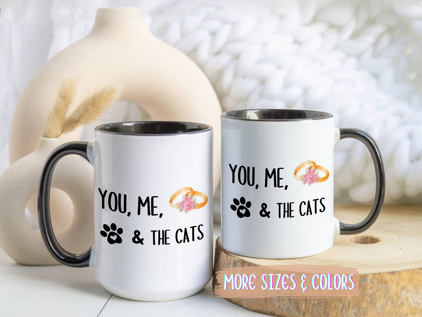 You, Me, & The Cats Mug | Cute Cat Lover Couple Gift | Custom Made Coffee Cup